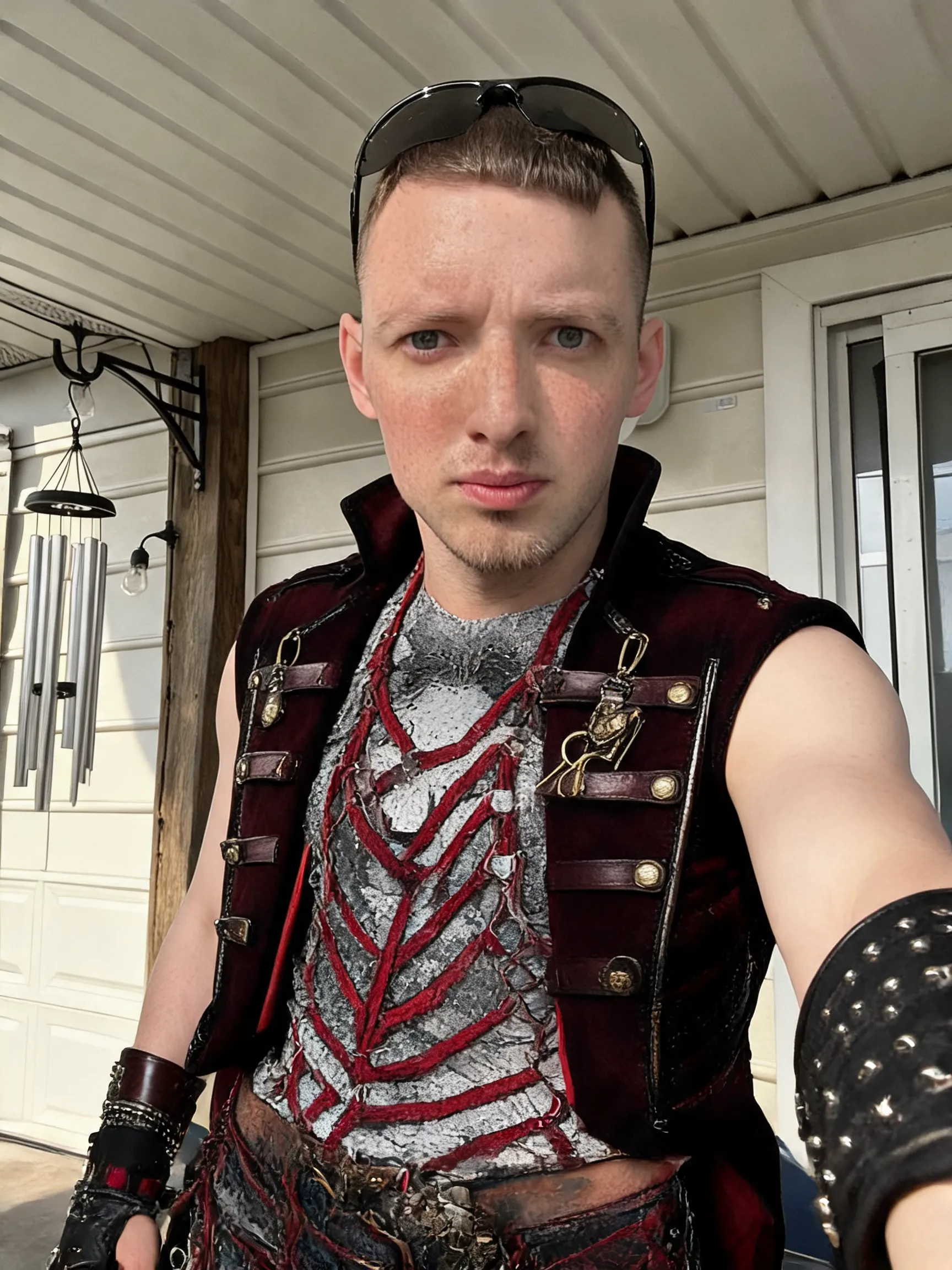 Try this clothing item on the person in the photo.