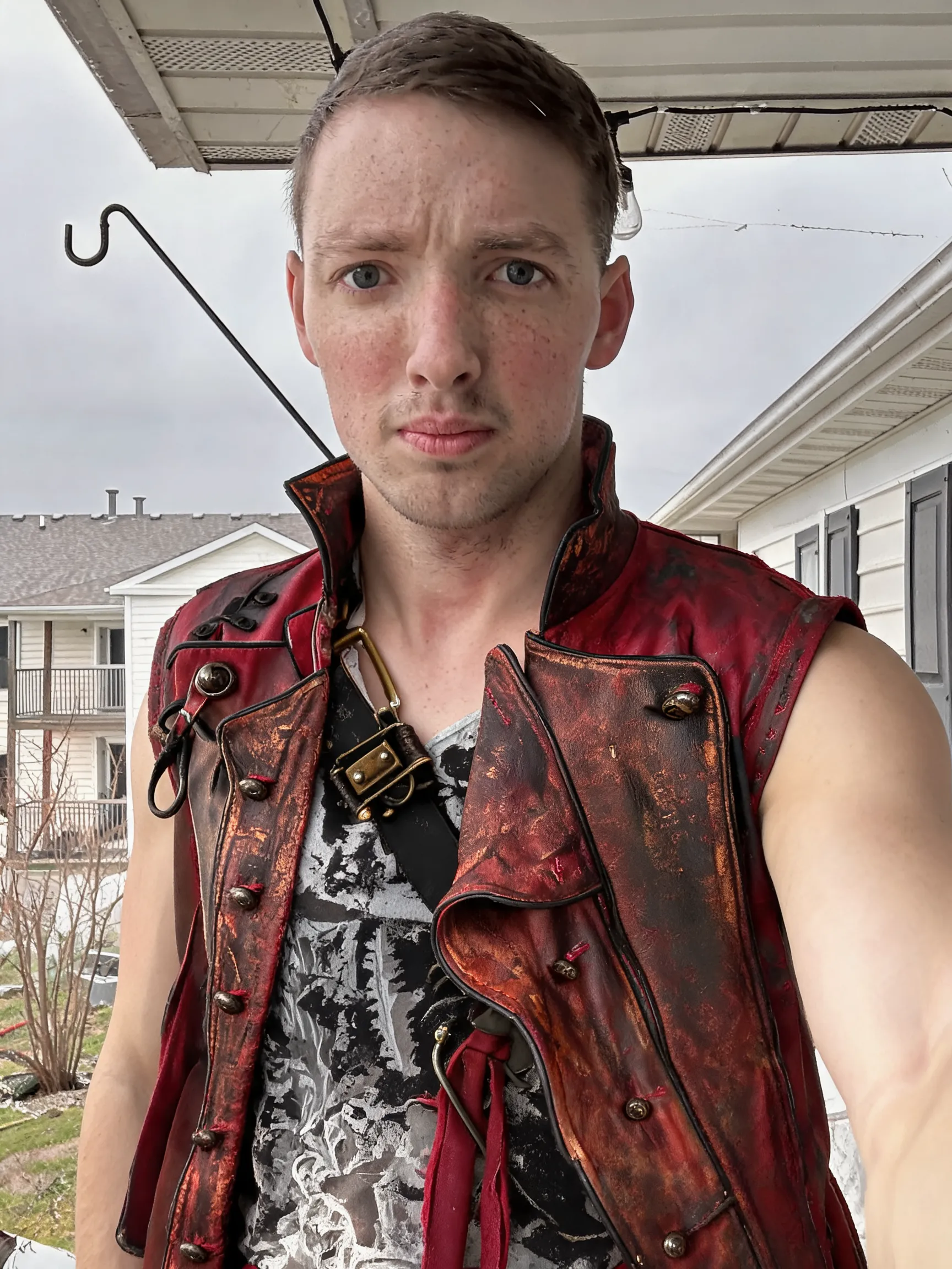 Try this clothing item on the person in the photo.