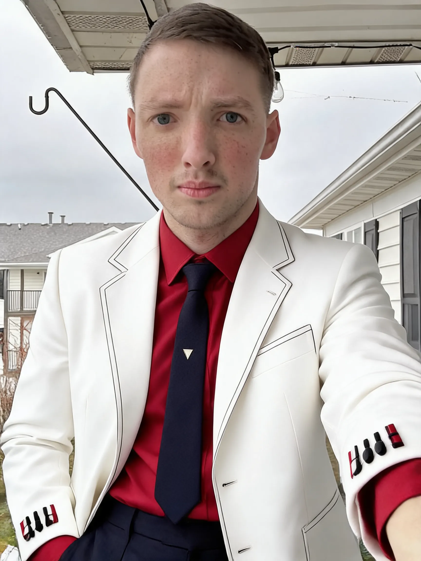 Try this clothing item on the person in the photo.