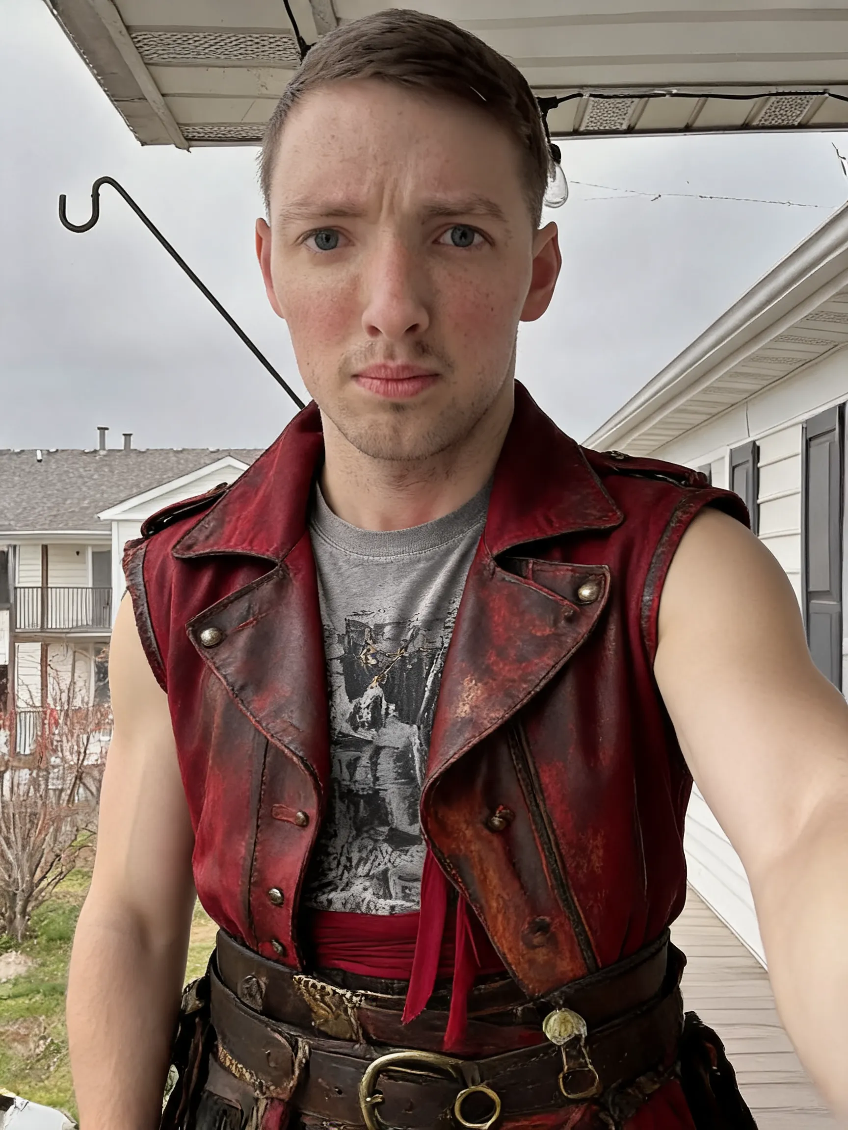 Try this clothing item on the person in the photo.