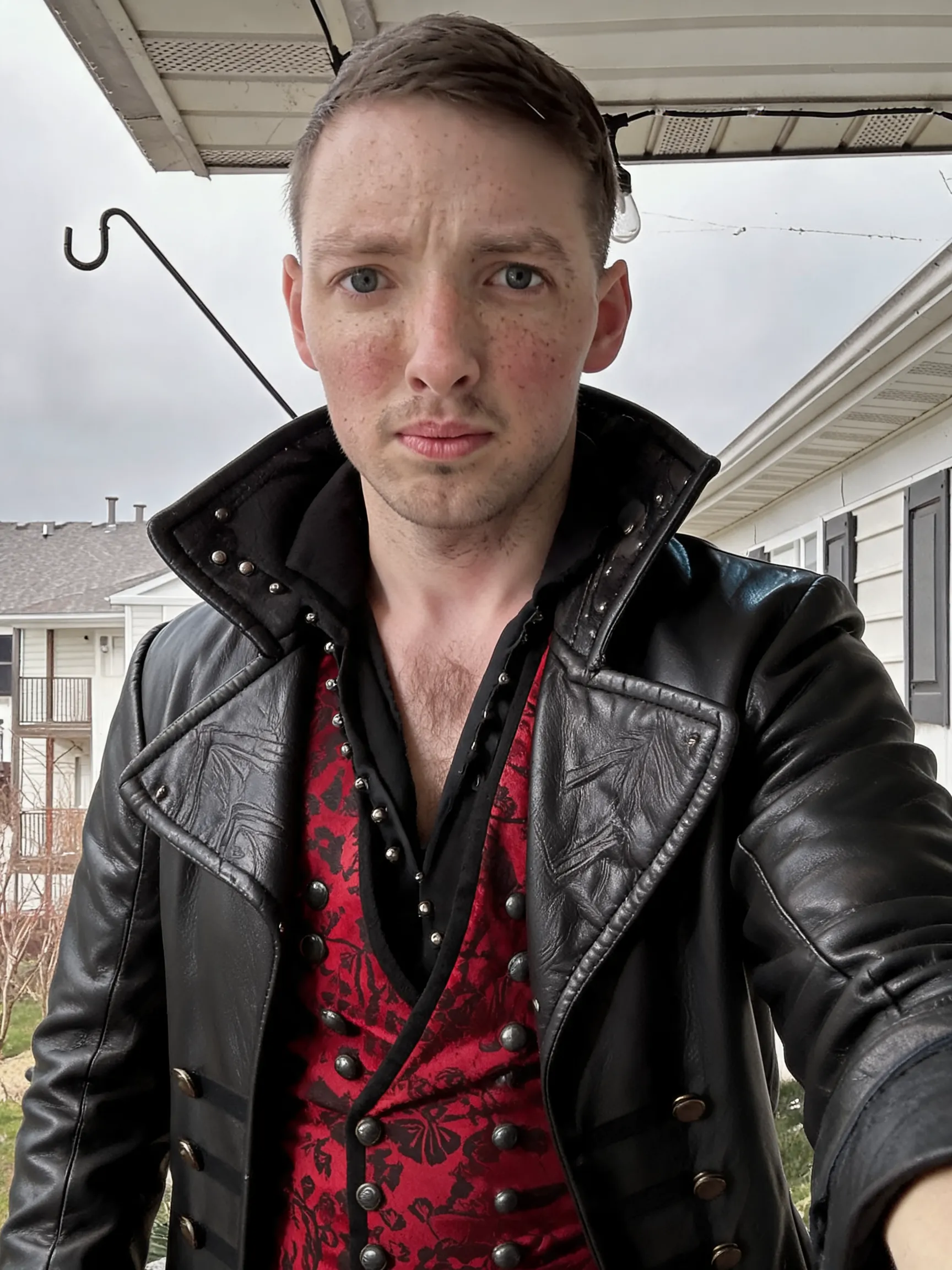 Try this clothing item on the person in the photo.