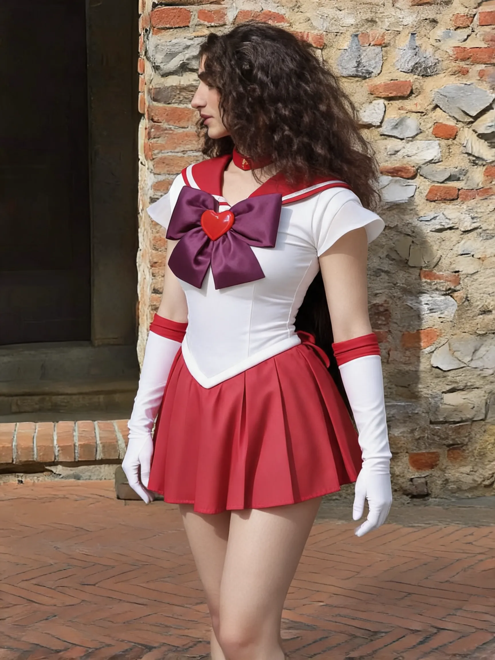 Try this clothing item on the person in the photo.