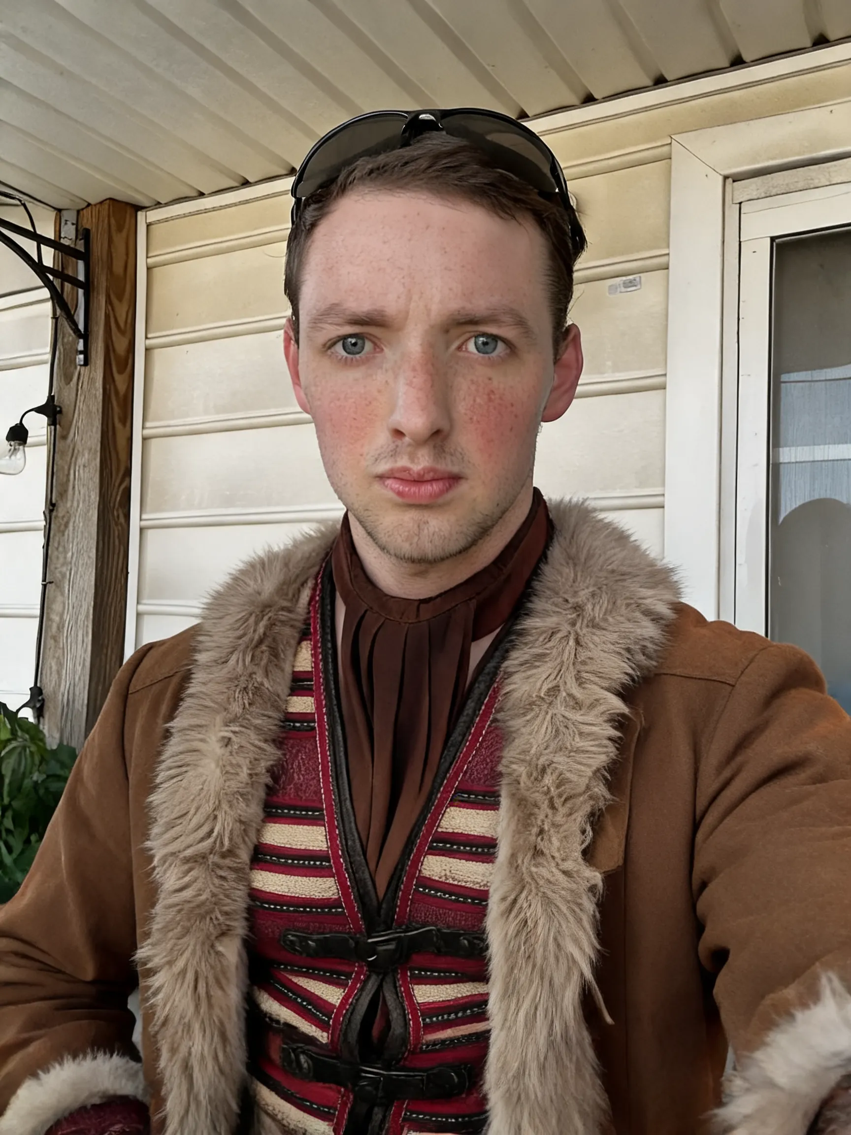 Try this clothing item on the person in the photo.