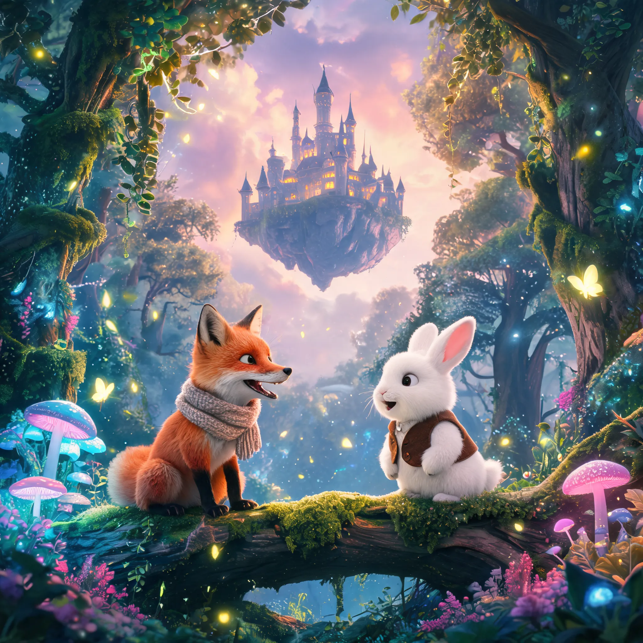 Magical forest, talking animals, floating castle