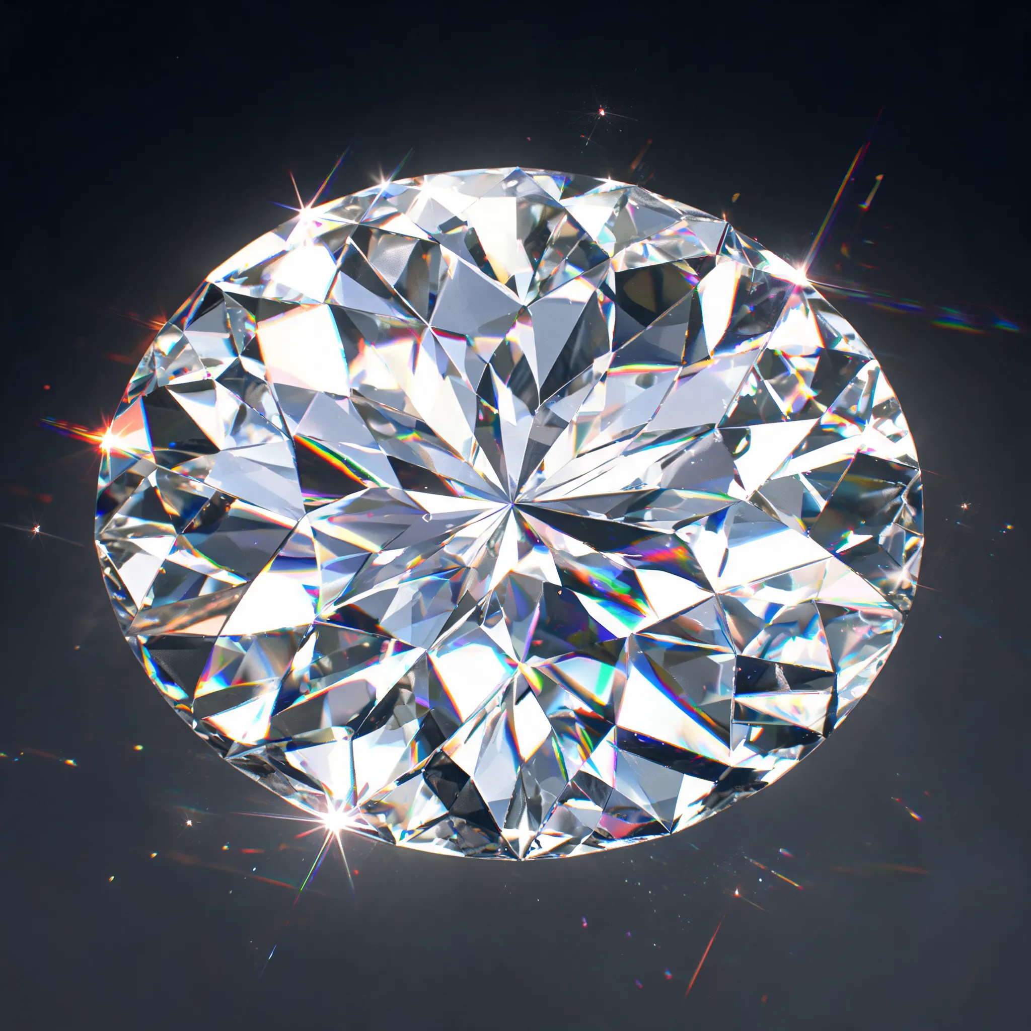 A massive diamond with light-reflecting facets
