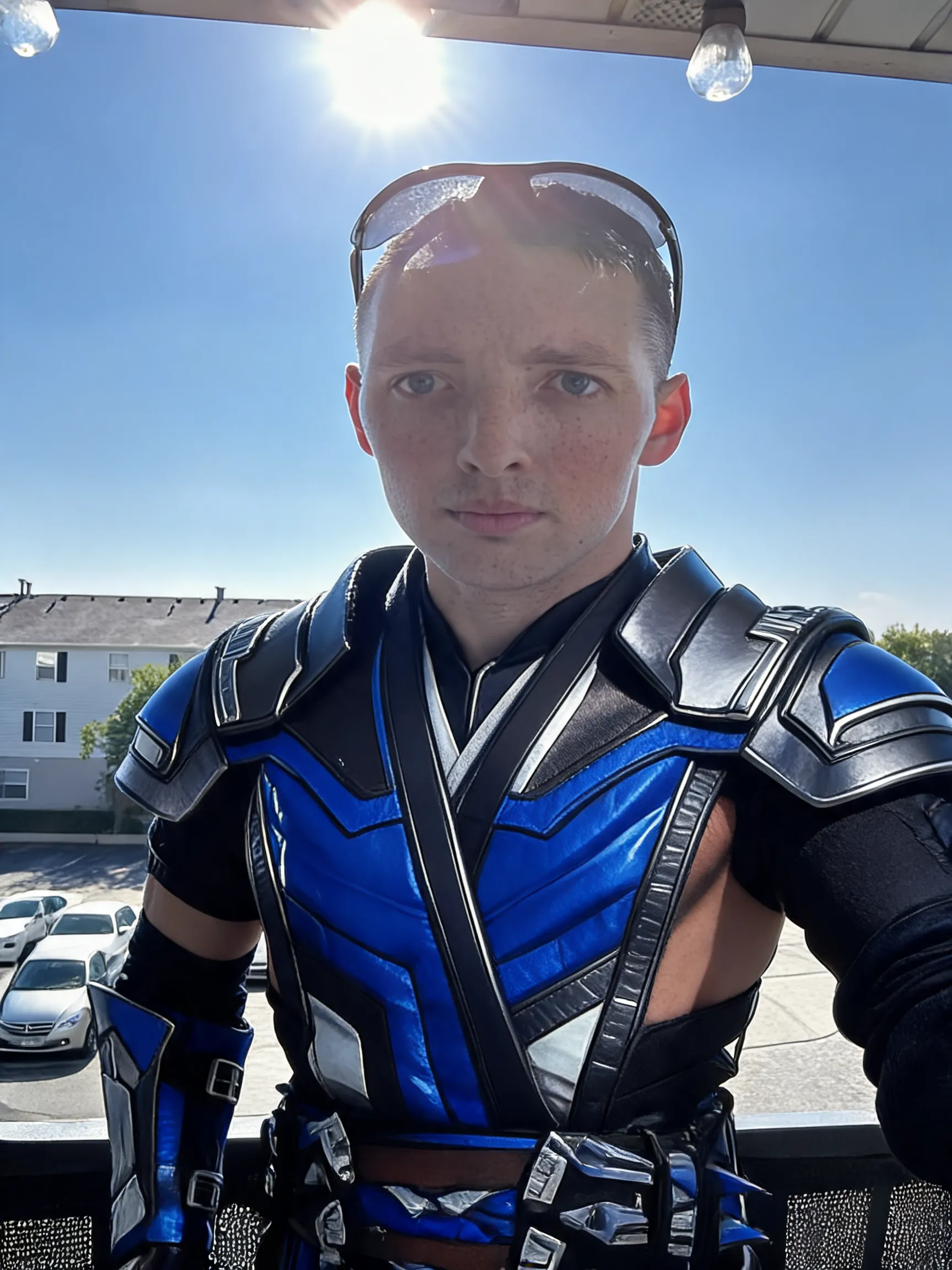 Try this clothing item on the person in the photo.