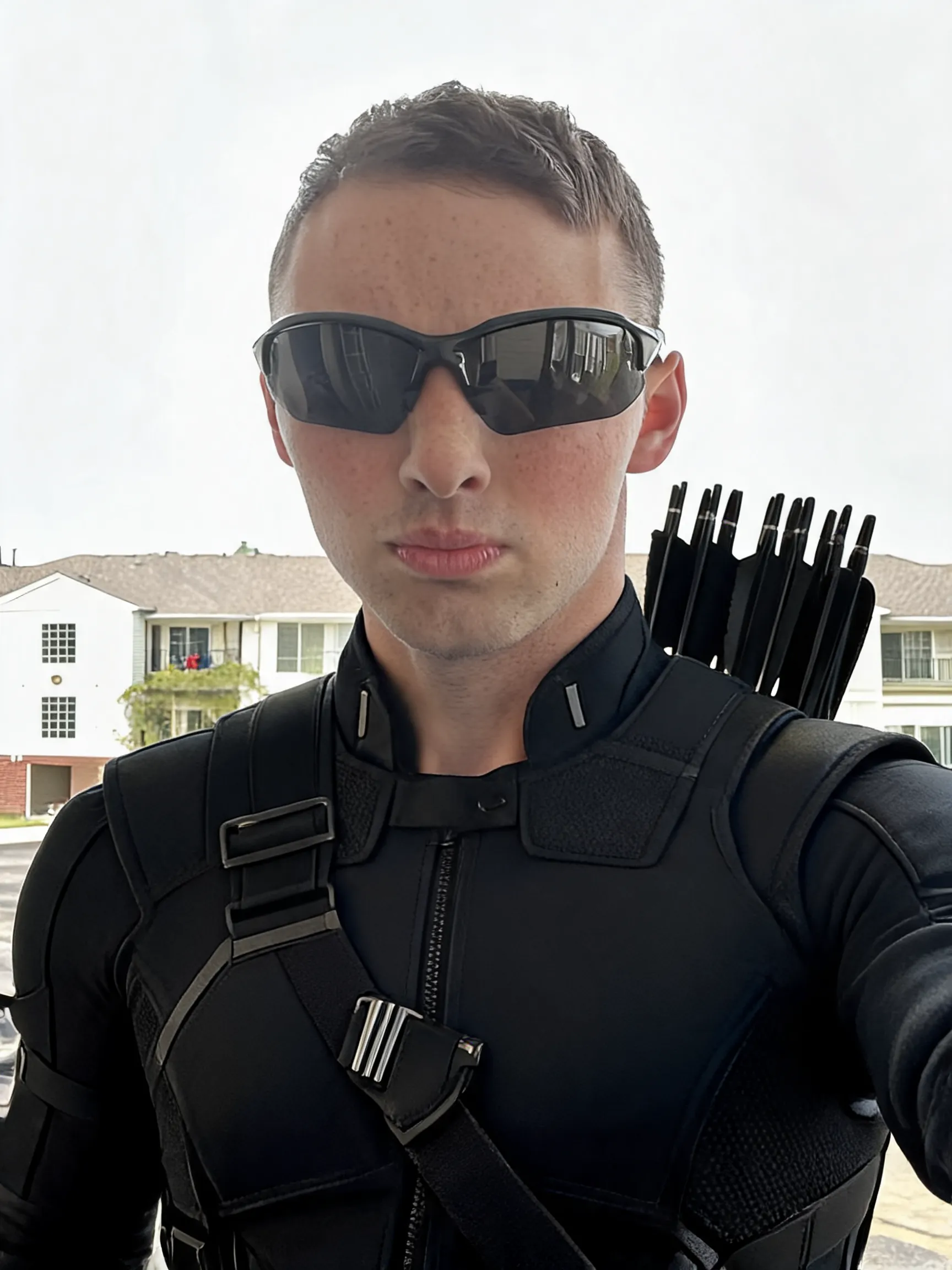 Try this clothing item on the person in the photo.