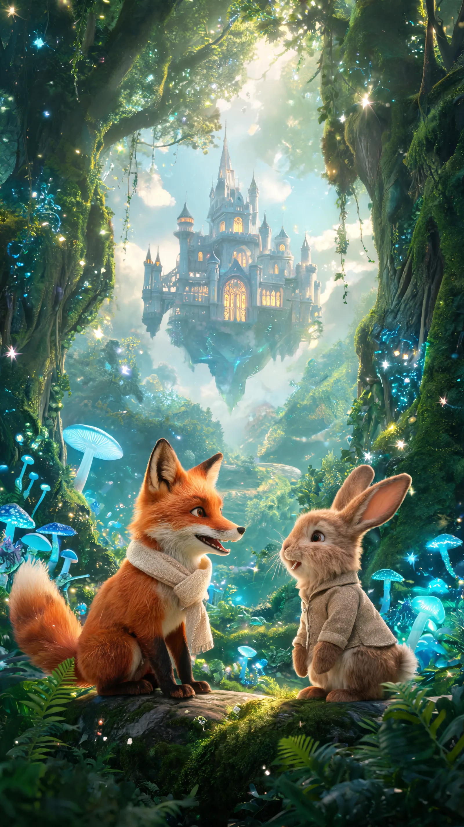 Magical forest, talking animals, floating castle