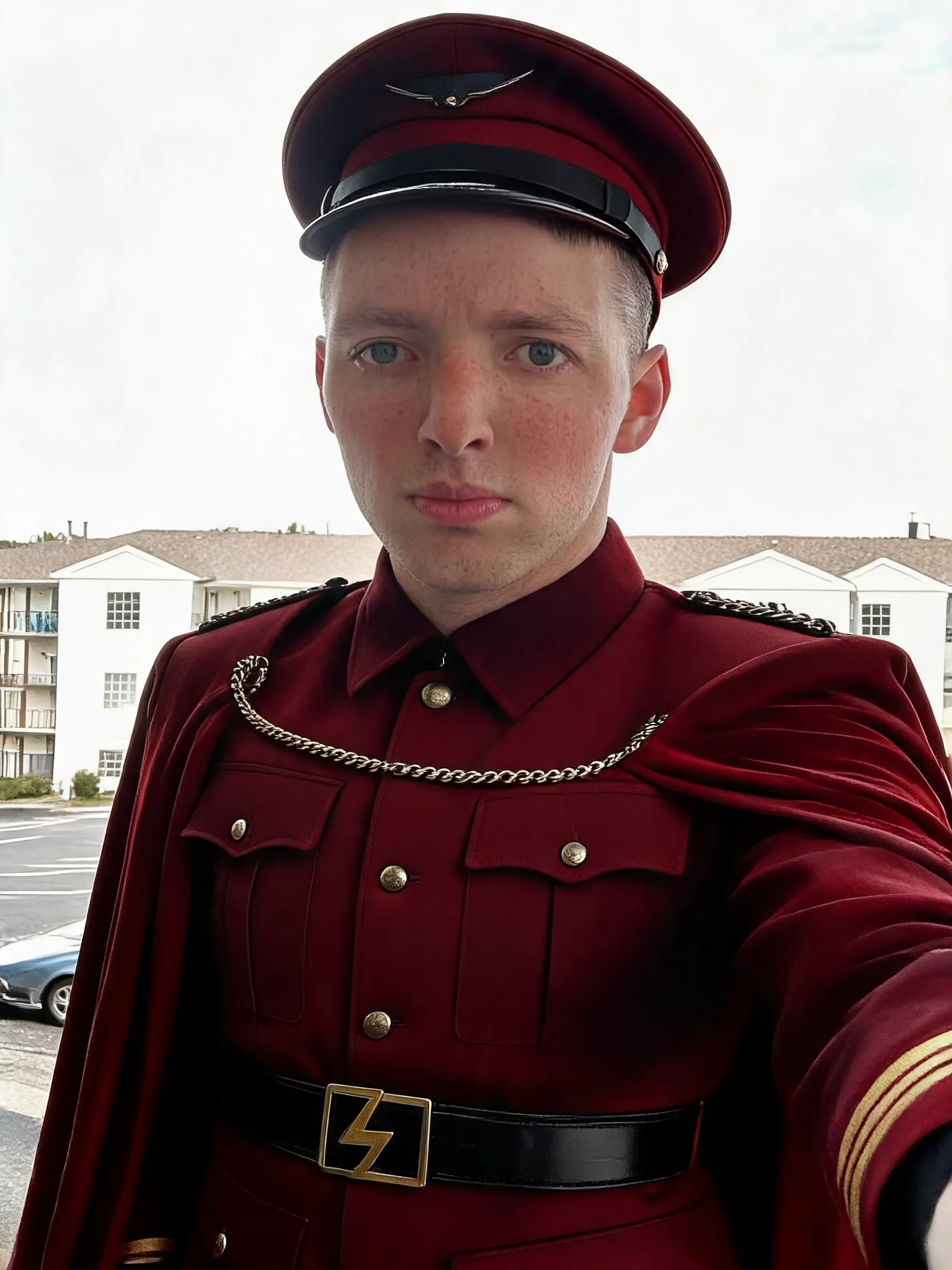 Try this clothing item on the person in the photo.