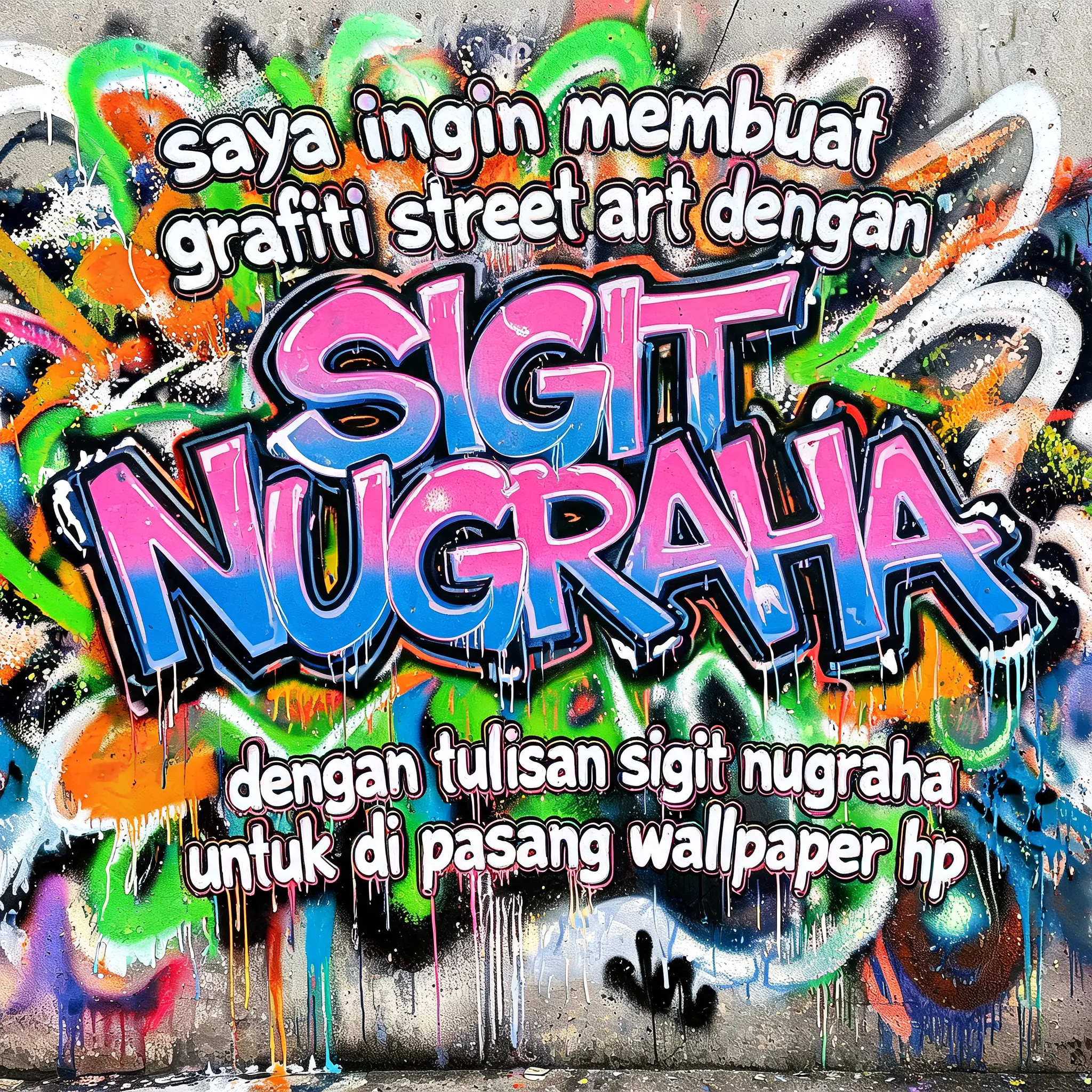 saya ingin membuat grafiti street art dengan tulisan sigit nugraha untuk di pasang wallpaper hp