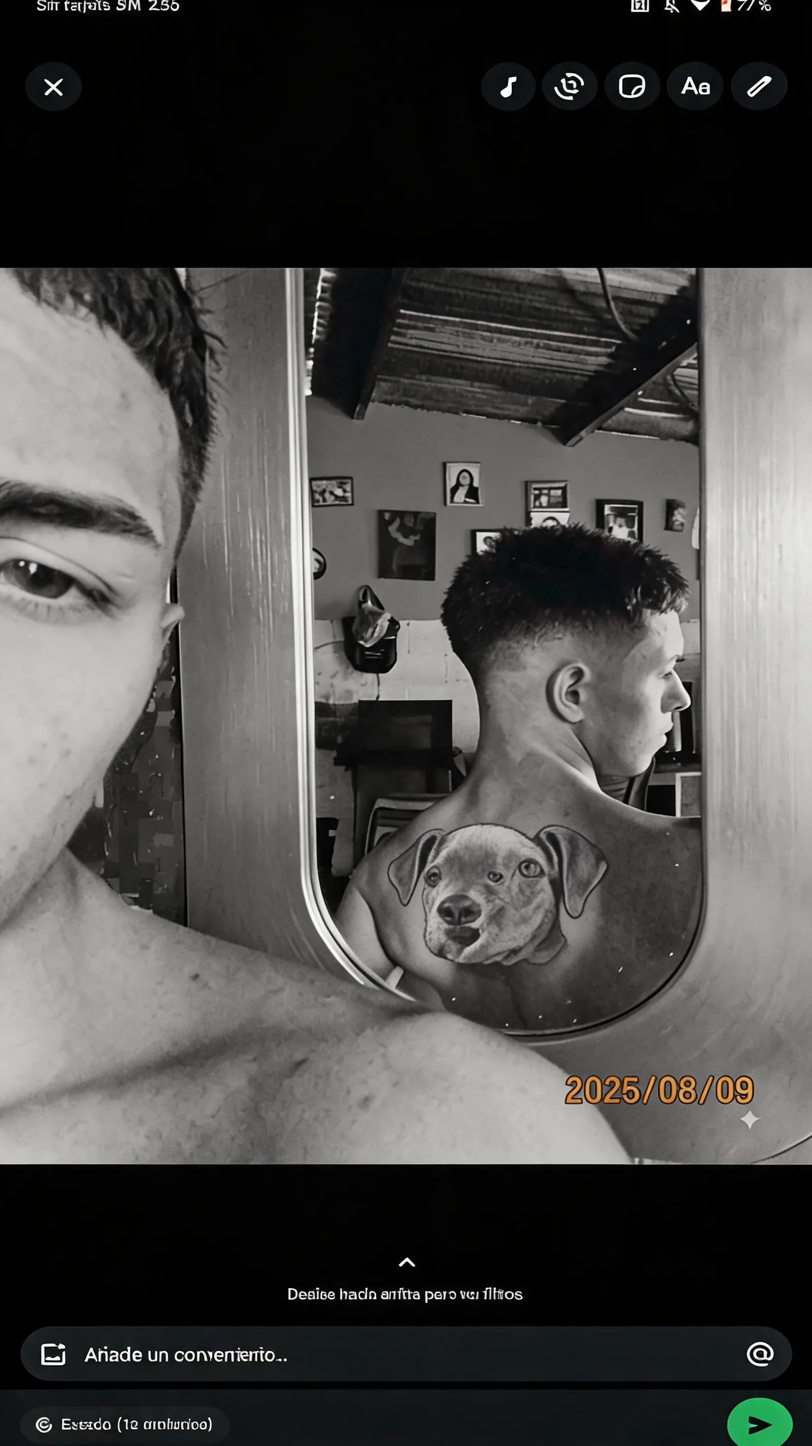 Has un tatuaje de un león el la espalda