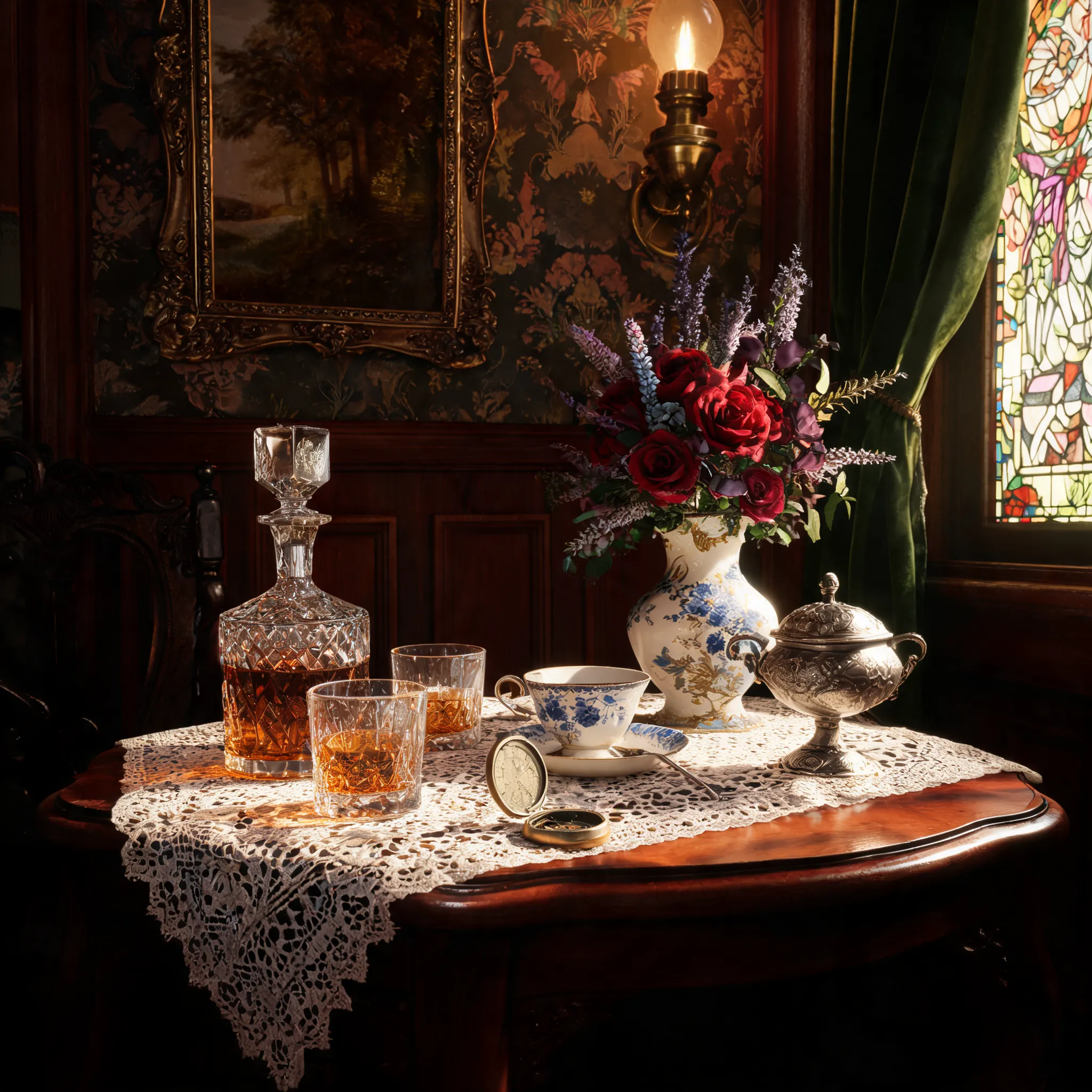 Victorian indoor still life, fine realism