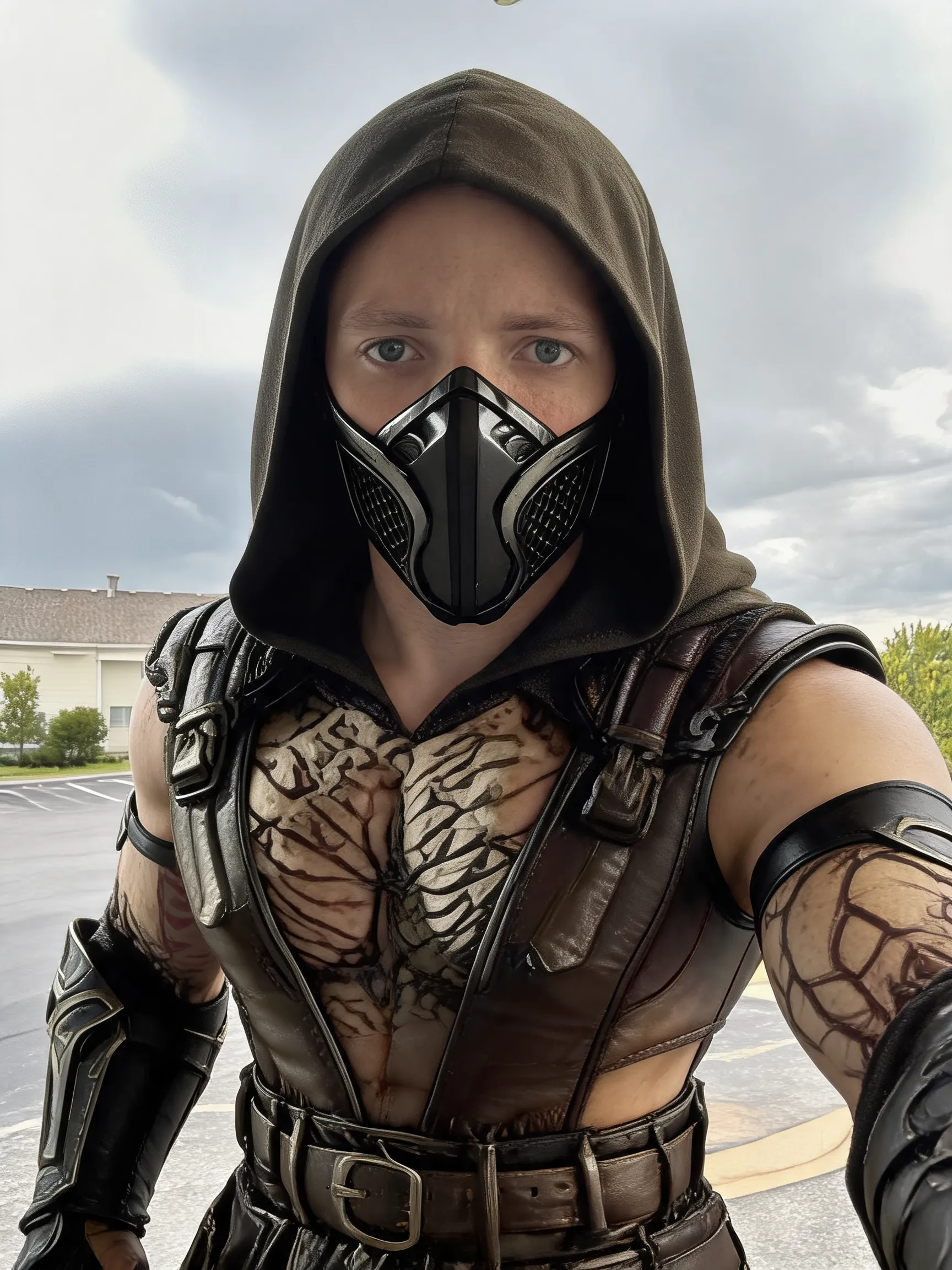 Try this clothing item on the person in the photo.