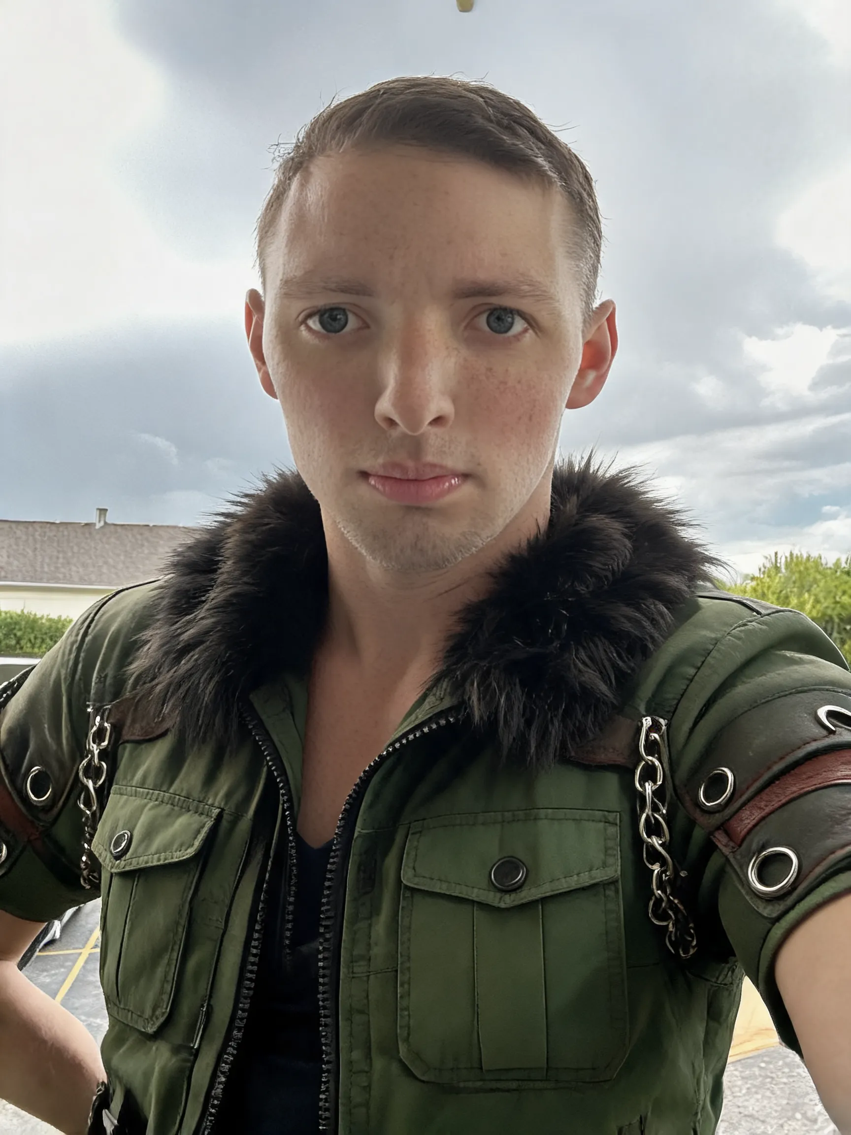 Try this clothing item on the person in the photo.