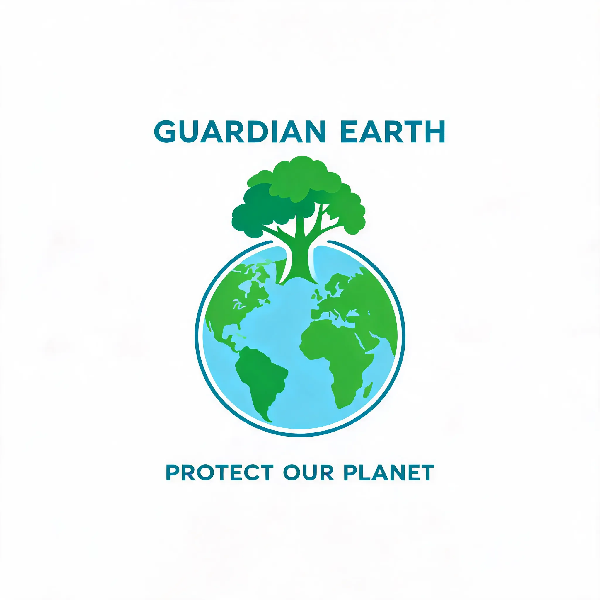 Clean and powerful logo using Earth or tree graphics, with blue-green tones, conveying the mission of protecting the planet.