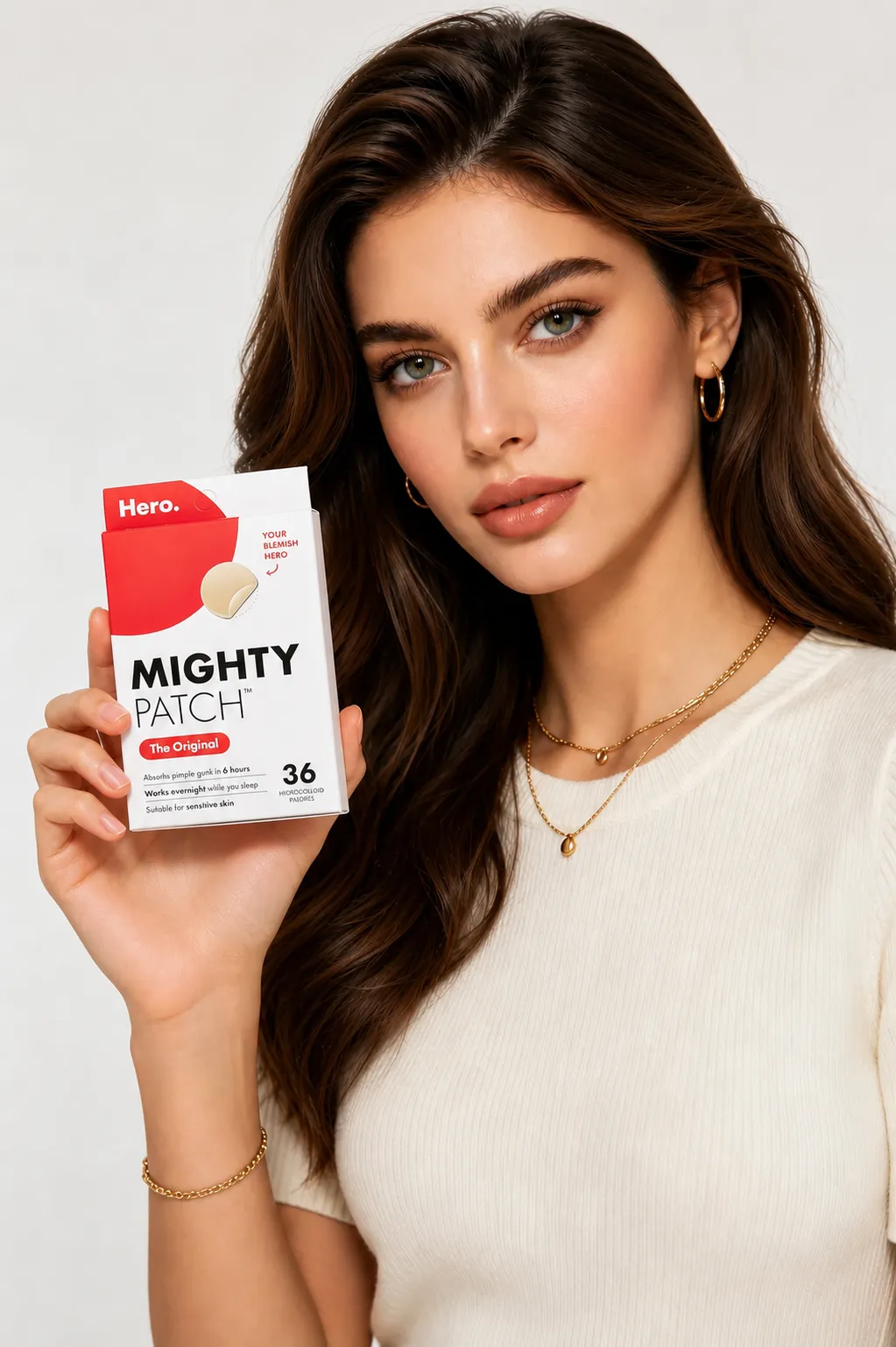 Create an e-commerce lifestyle product photo using the uploaded portrait and uploaded product image. Product placement style: Holding View