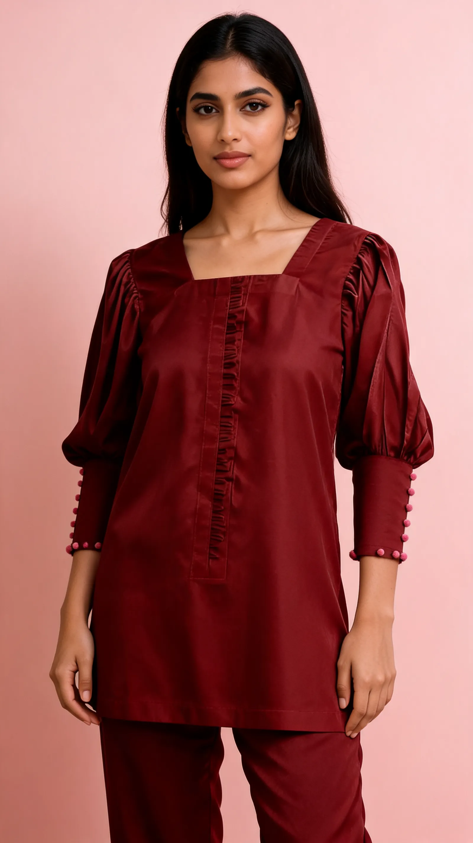 A realistic photoshoot of this dress on south asia model