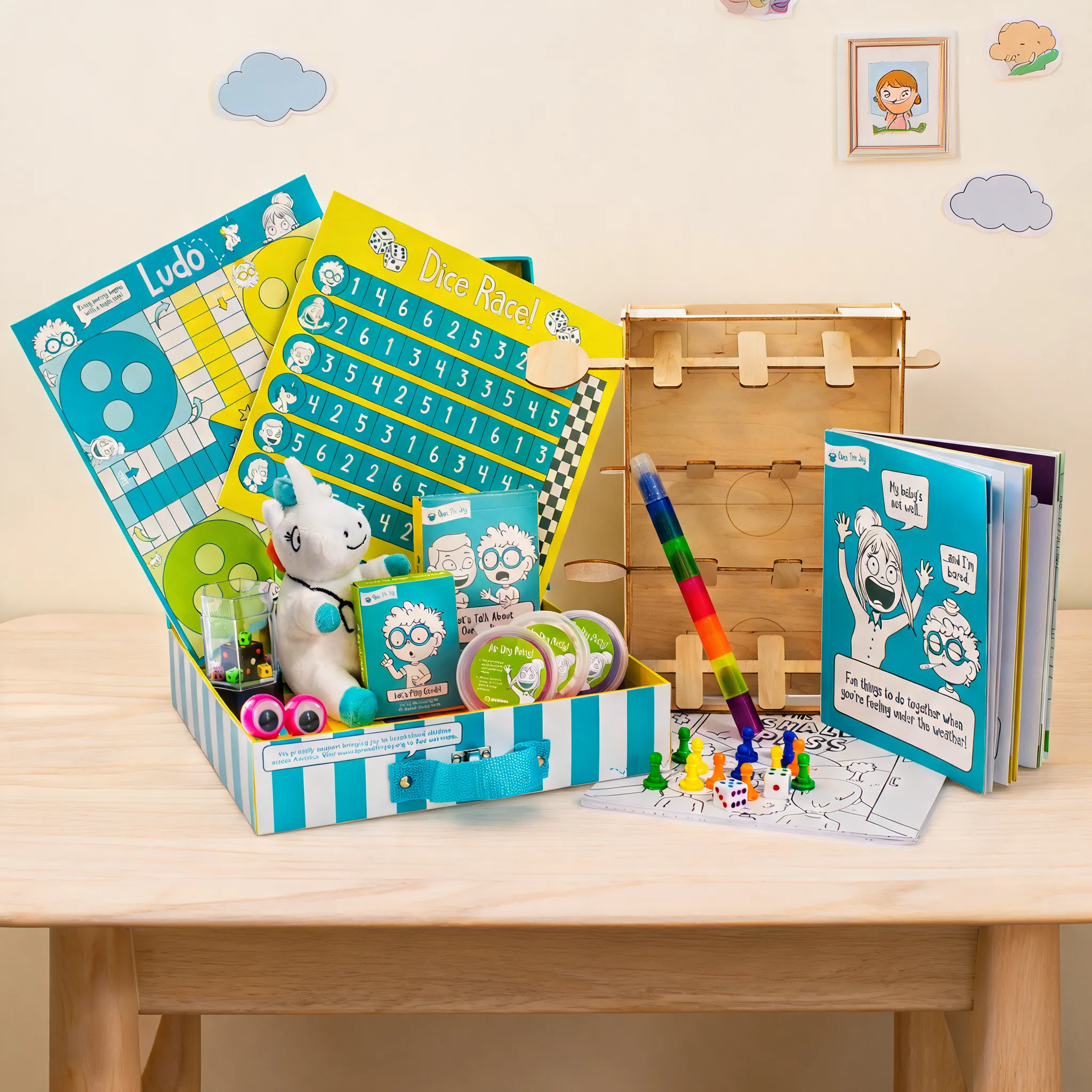 jo images diya hain uska bavkground changes karna hain, jo product hain vo lightcream wood table par ho, or pichhe ka background light cream kids room ho or jo product hain vo vesa hi rahe ga, usemy kuchh changes matt karna.