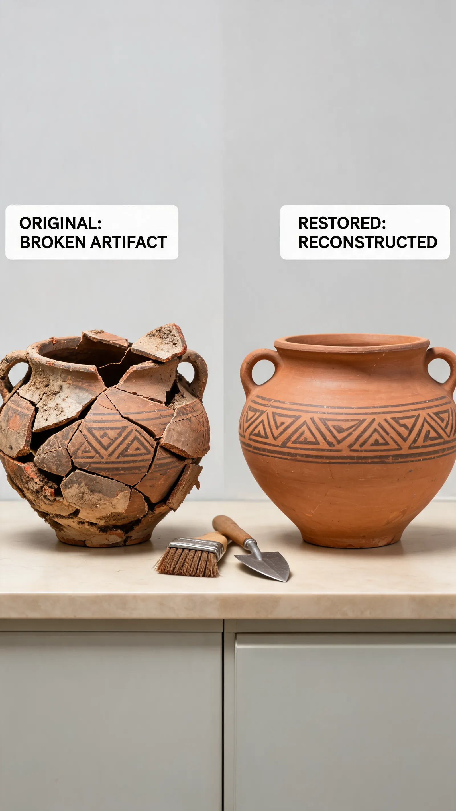 Archaeological artifact reconstruction, detailed texture mapping, historical preservation