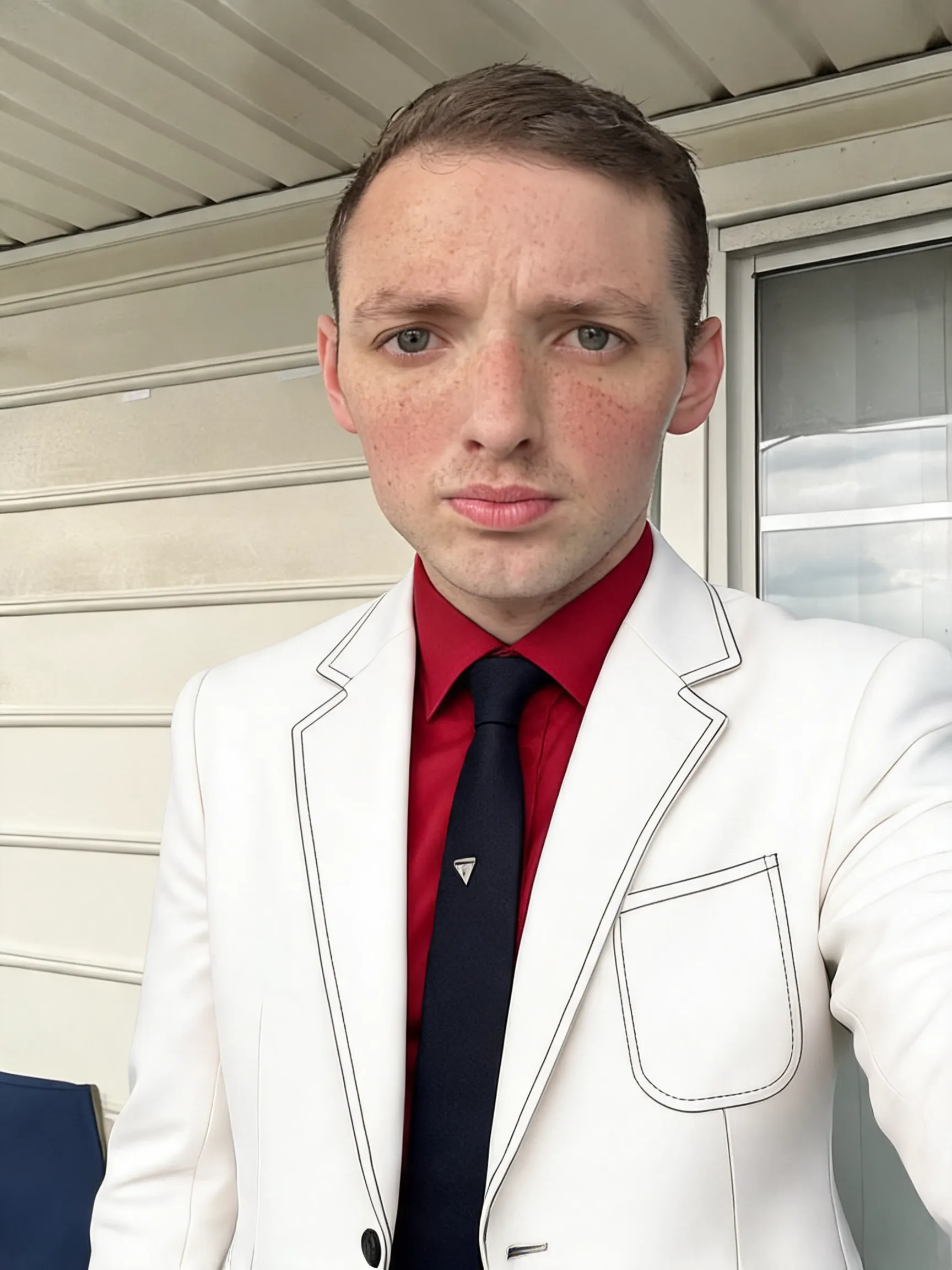 Try this clothing item on the person in the photo.