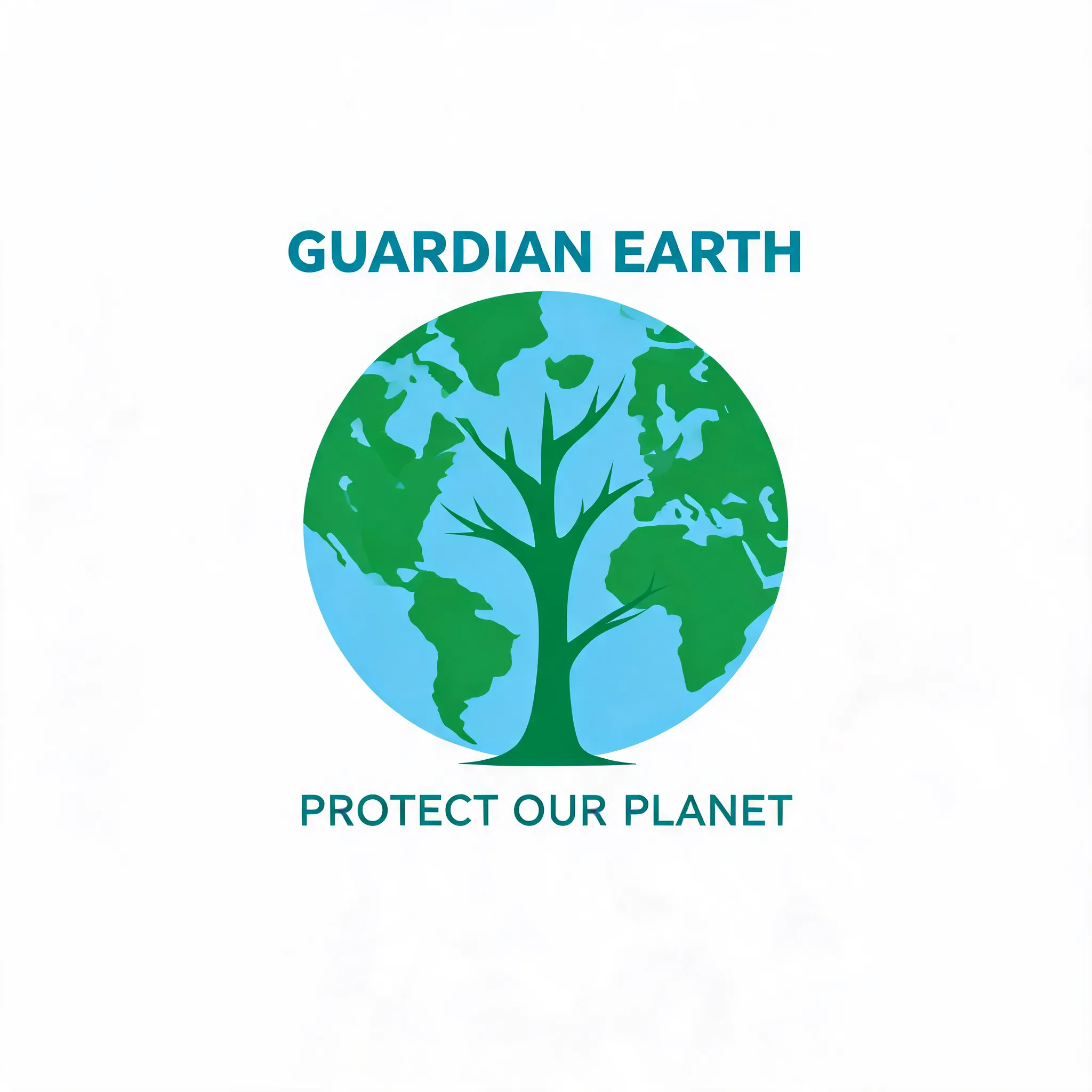 Clean and powerful logo using Earth or tree graphics, with blue-green tones, conveying the mission of protecting the planet.