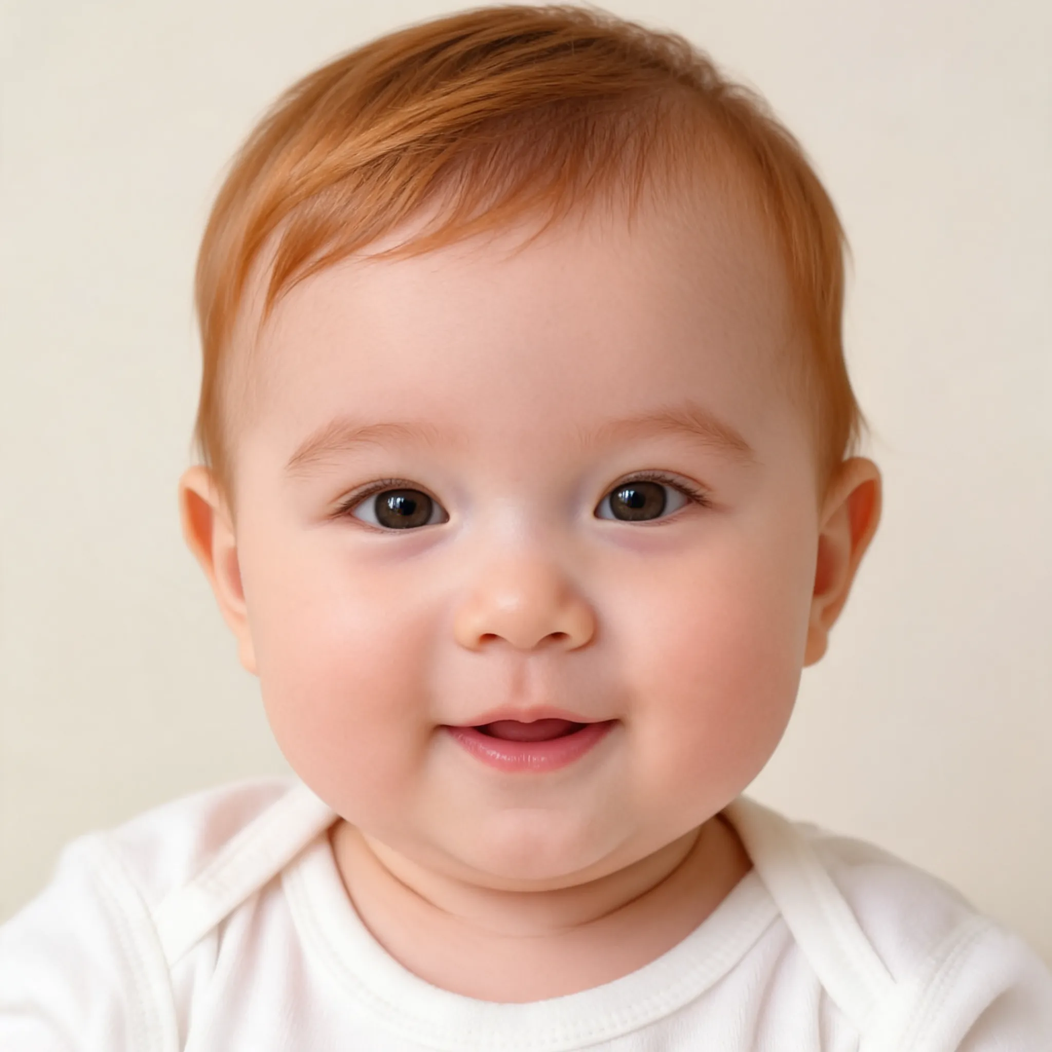 Generate a realistic baby portrait based on the uploaded parent photo or parent photos. Create an imagined future baby with natural facial features, soft baby skin, bright eyes, and a cute expression. Keep the result realistic, warm, and suitable for sharing with family or on social media.