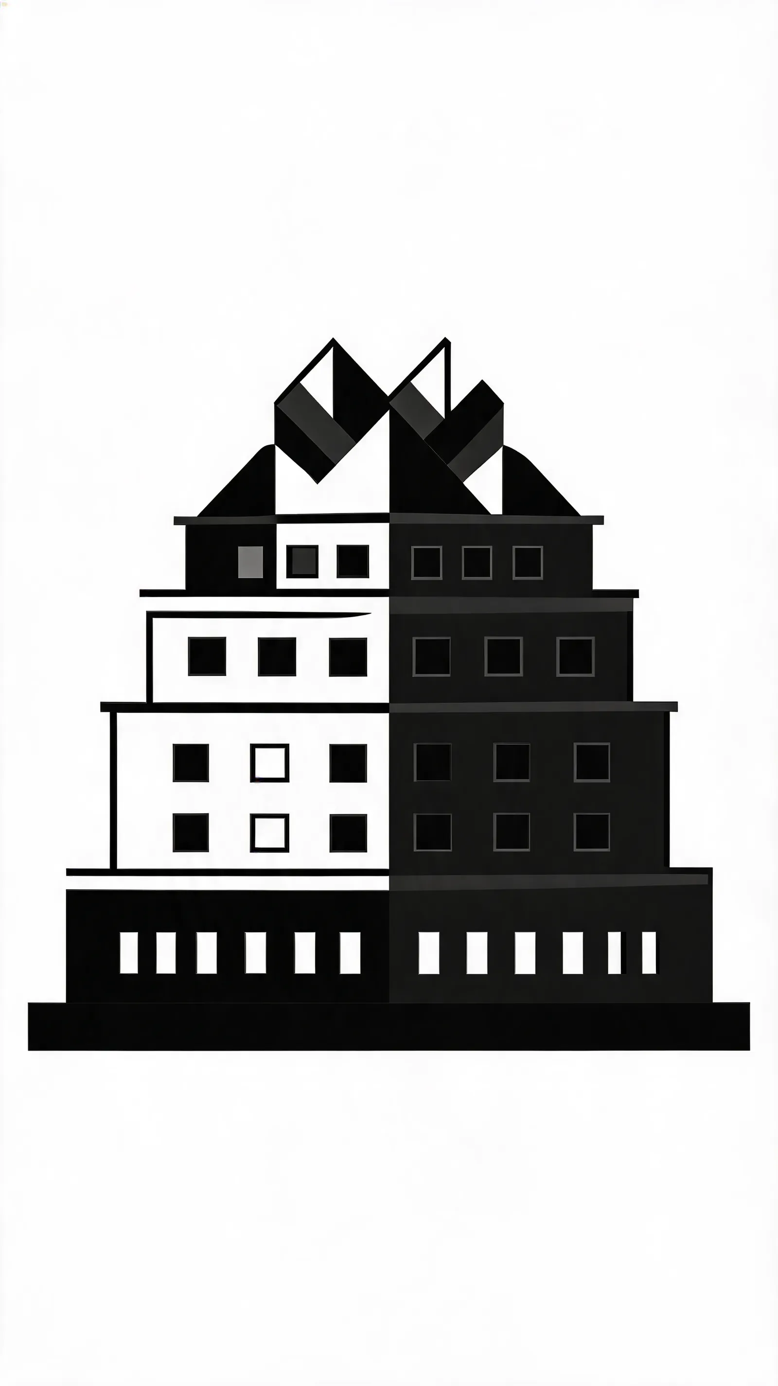 Monochrome vector architecture with geometric abstraction