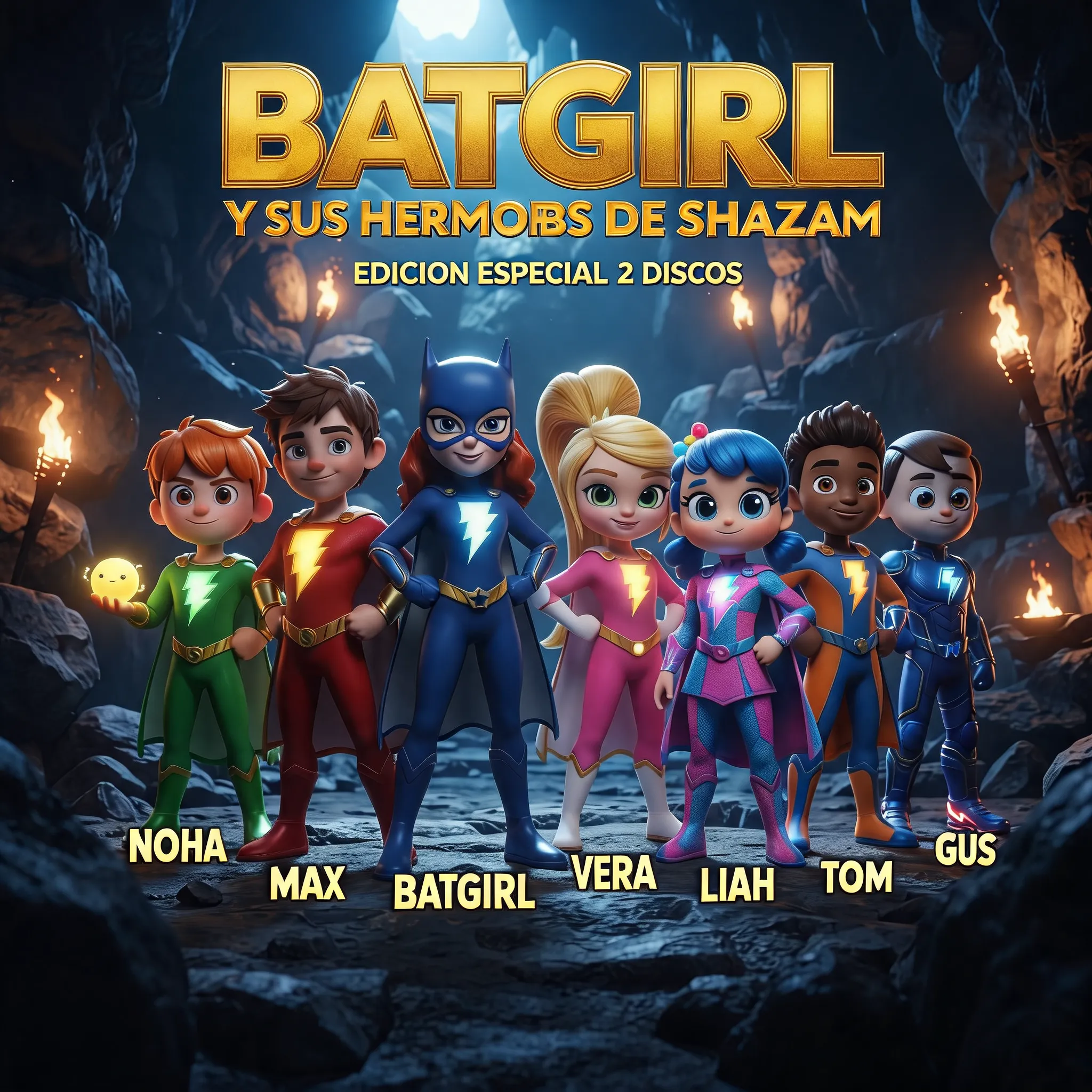 CD DVD carátula película y disco duro liah Max vera Batgirl Tom Gus y Noah una película de Marvel Disney Pixar Disney se llama Batgirl y sus hermanos de Shazam la película edición especial de 2 discos