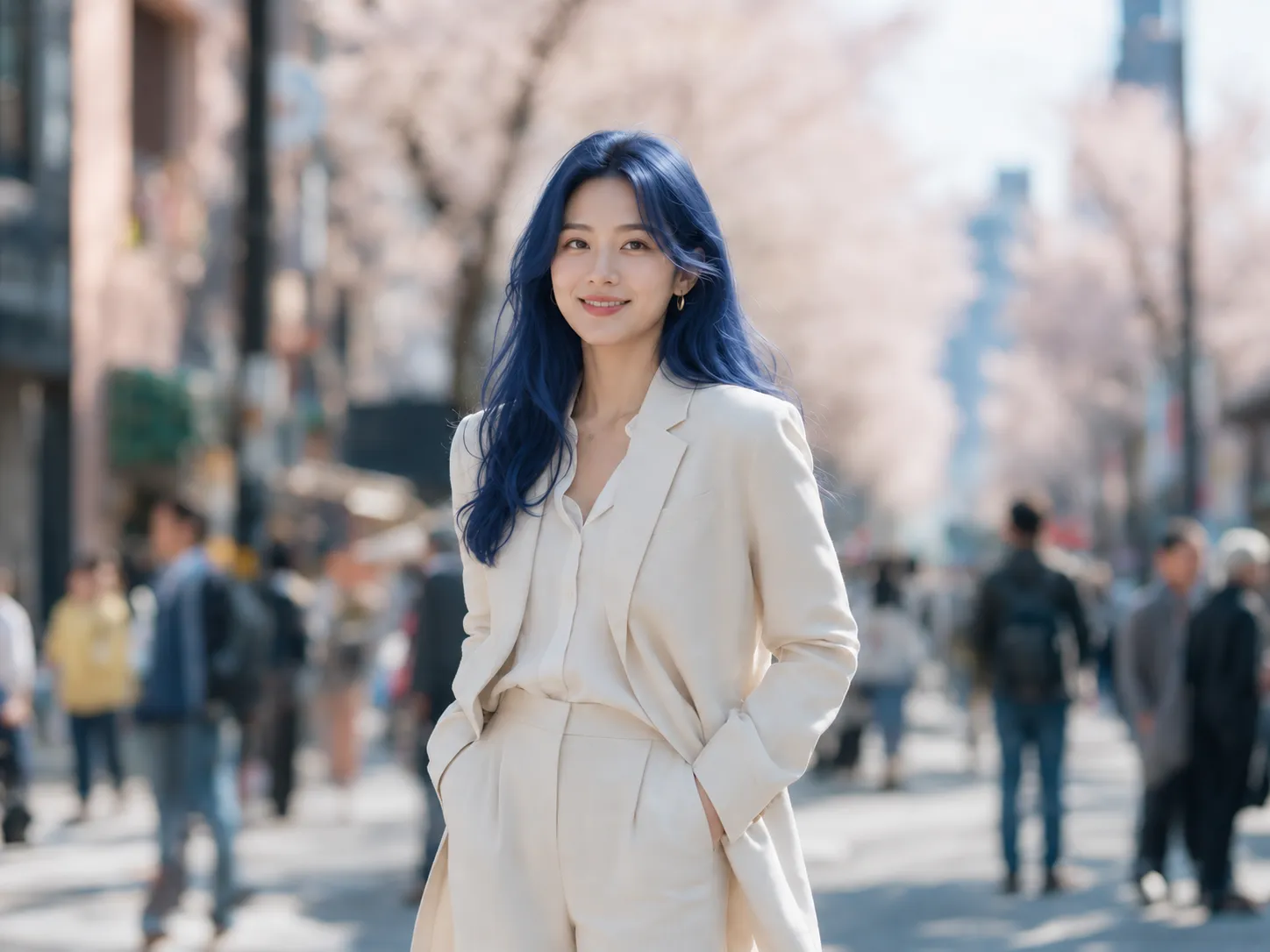 Change my hair color to blue.