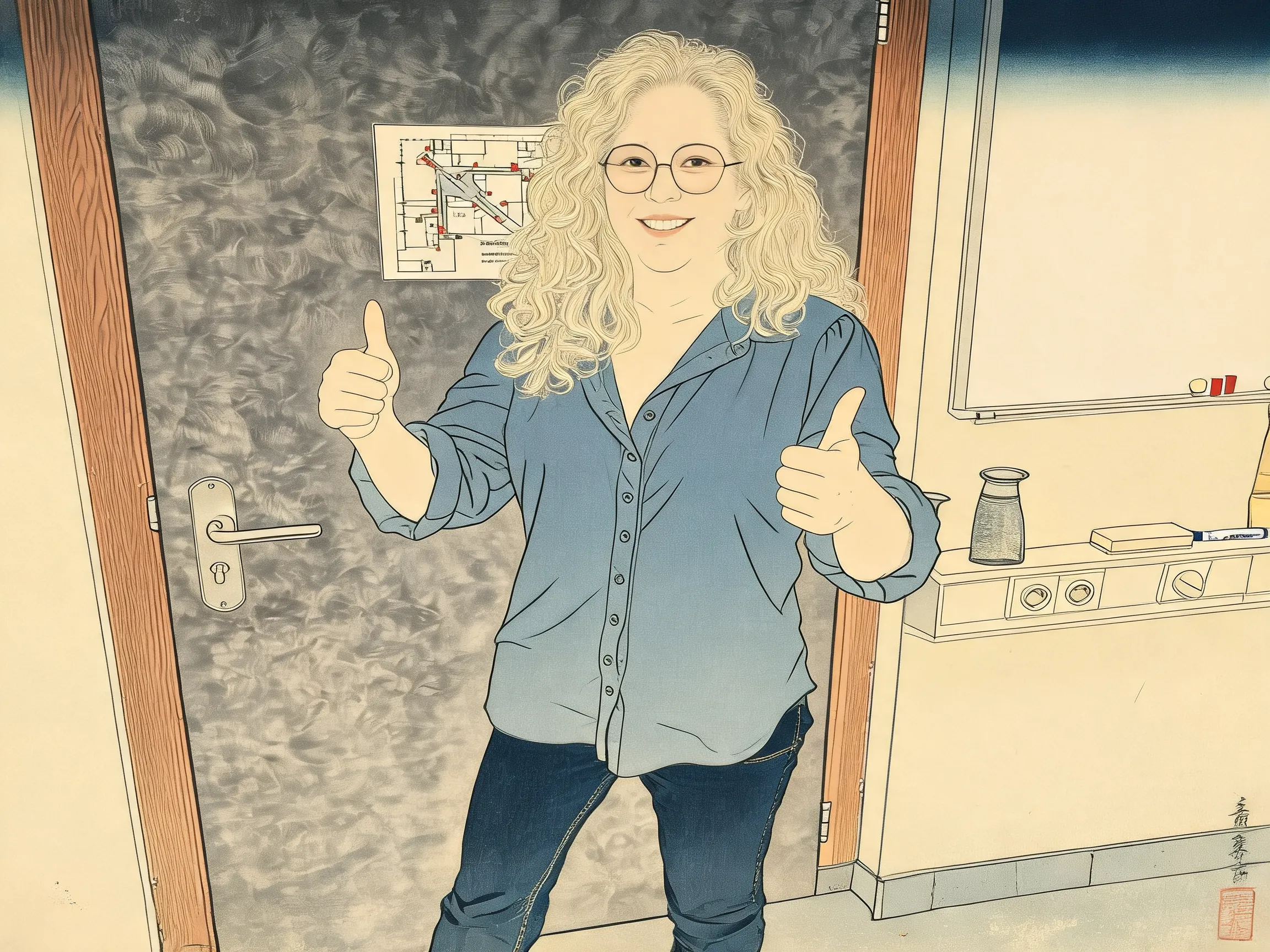 Turn my portrait into Modern Ukiyo-e Style. with waves in the background