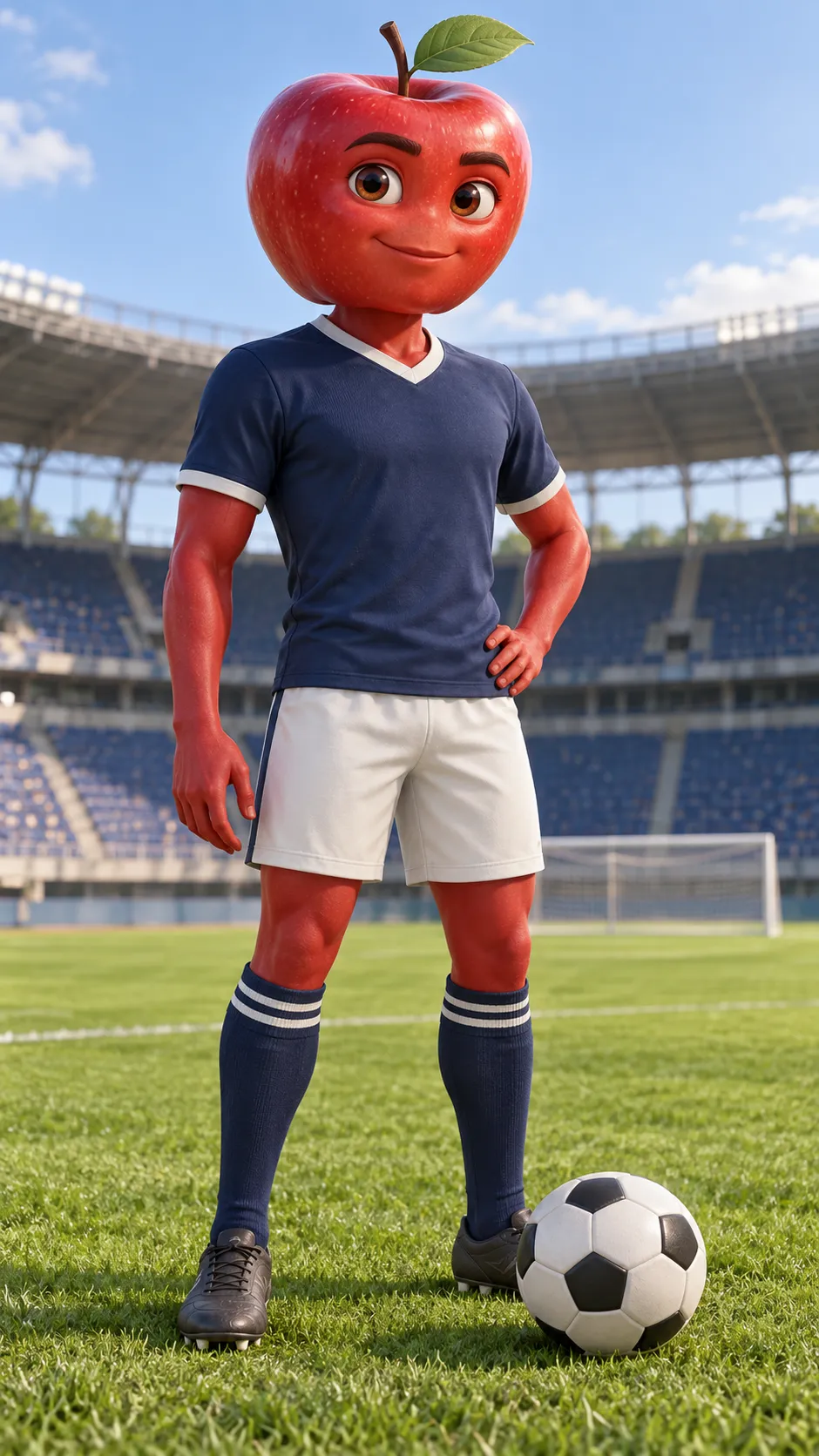 Generate this fruit charater for me: - [FRUIT]: apple - [ROLE]: football player