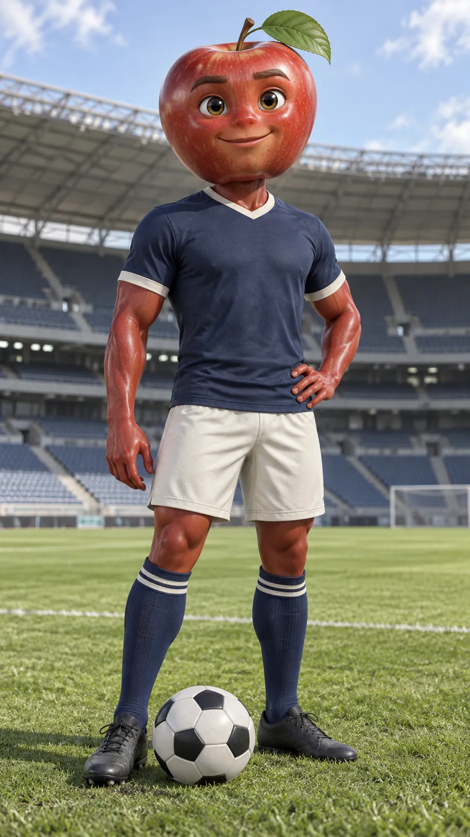 Generate this fruit charater for me: - [FRUIT]: apple - [ROLE]: football player