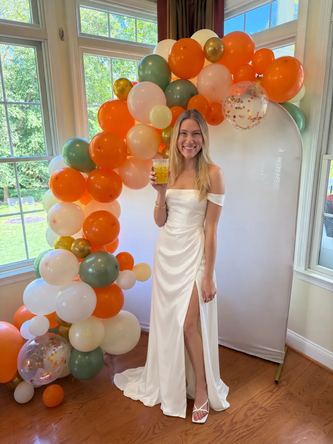 Try this wedding dress on the person in the photo.
