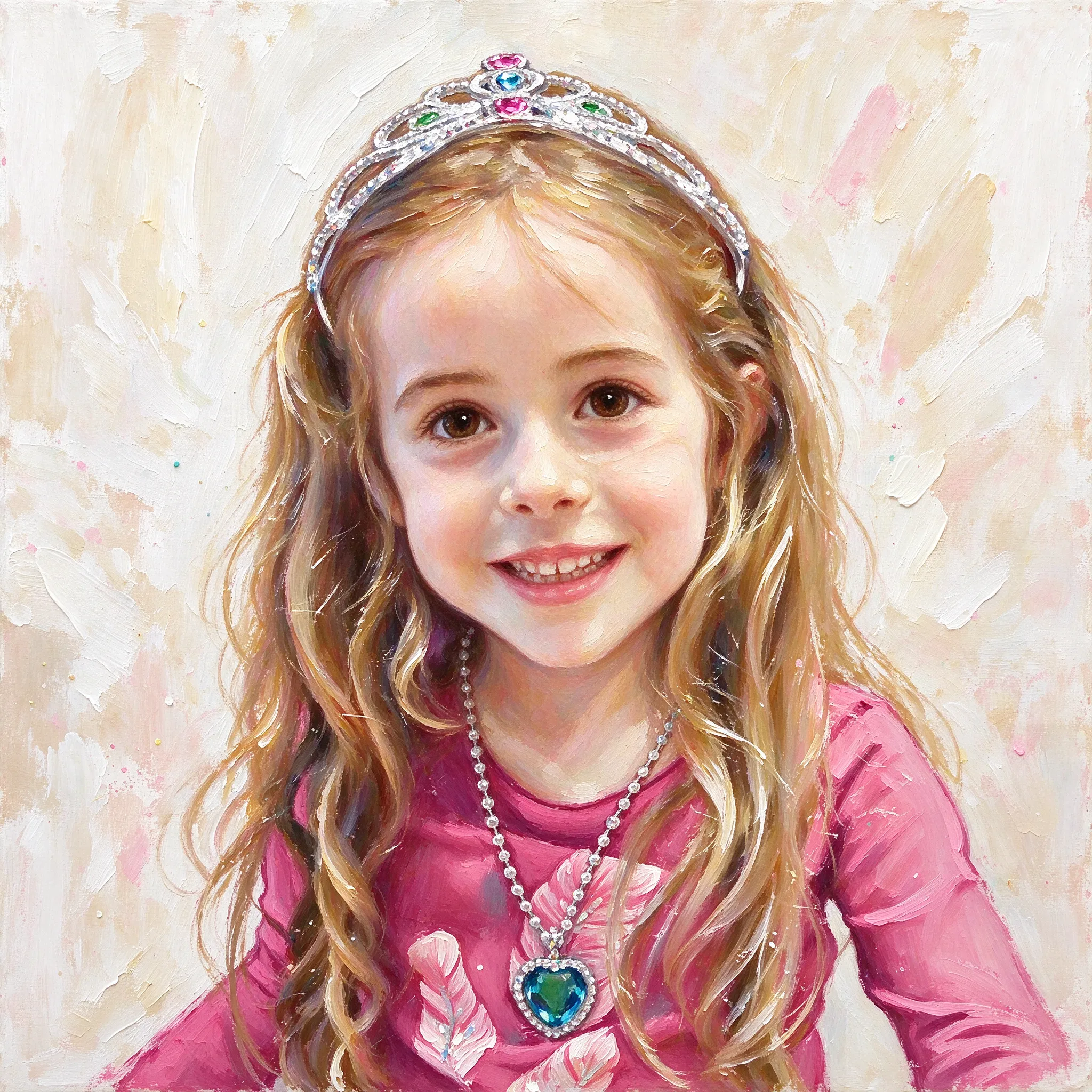 je souhaite faire une peinture de ce portrait en acrylique dans un style créatif avec un fond plutôt clair. M'indiquer un modèle