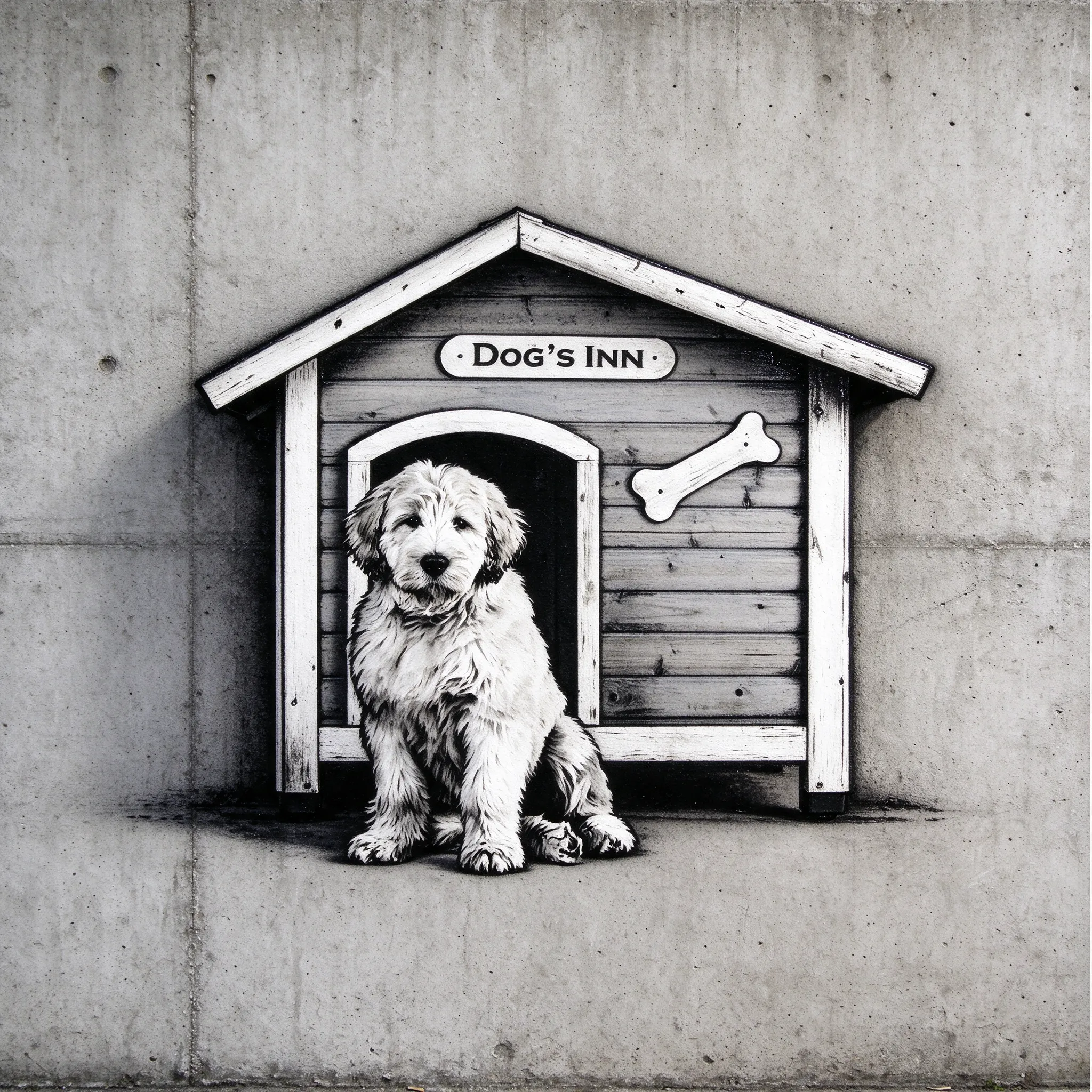 Convert the upload image into graffiti with stencil art on the wall.