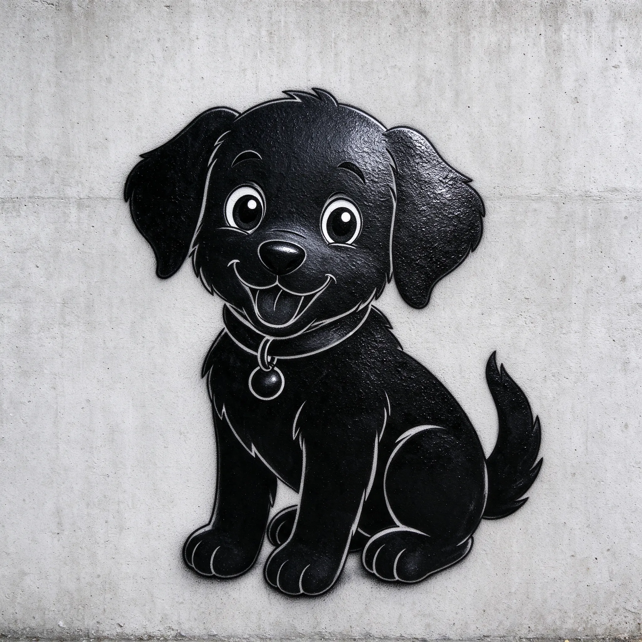 Convert the upload image into graffiti with stencil art on the wall.