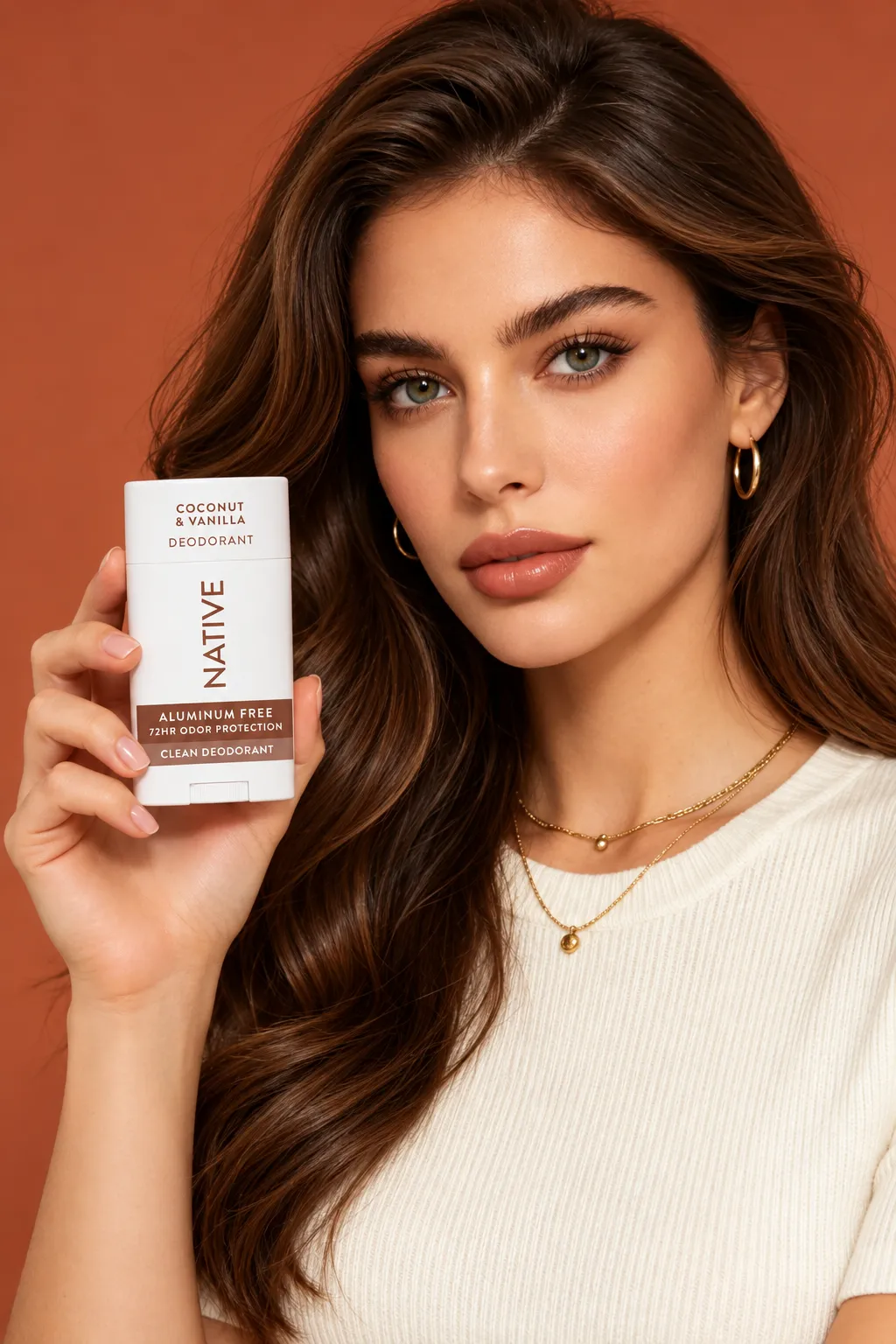 Create an e-commerce lifestyle product photo using the uploaded portrait and uploaded product image. Product placement style: Holding View