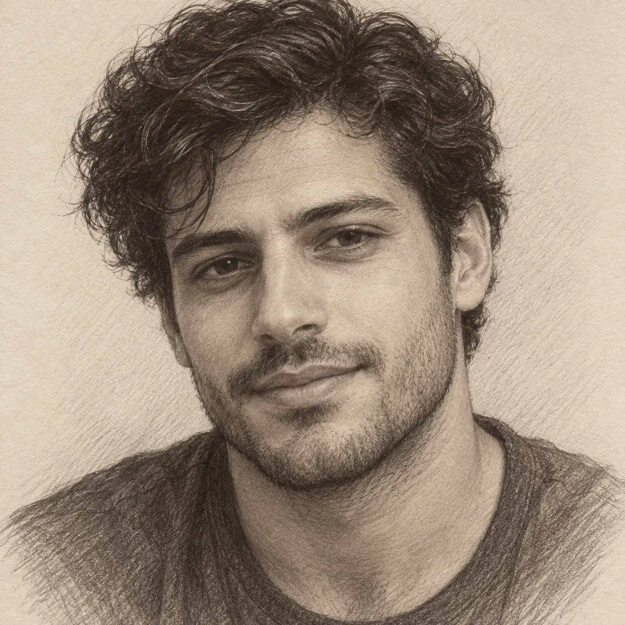 A kind, caring and respectful guy with dark, curly hair, a warm smile and a slightly athletic build. Around my age, with a gentle and natural style. Someone who looks sweet, approachable and genuine, with a calm and confident vibe. I like a guy who is affectionate, a little shy but comfortable being himself, and who makes me feel safe and special. I’m especially attracted to guys with dark curly hair, expressive eyes and a cute, youthful appearance.