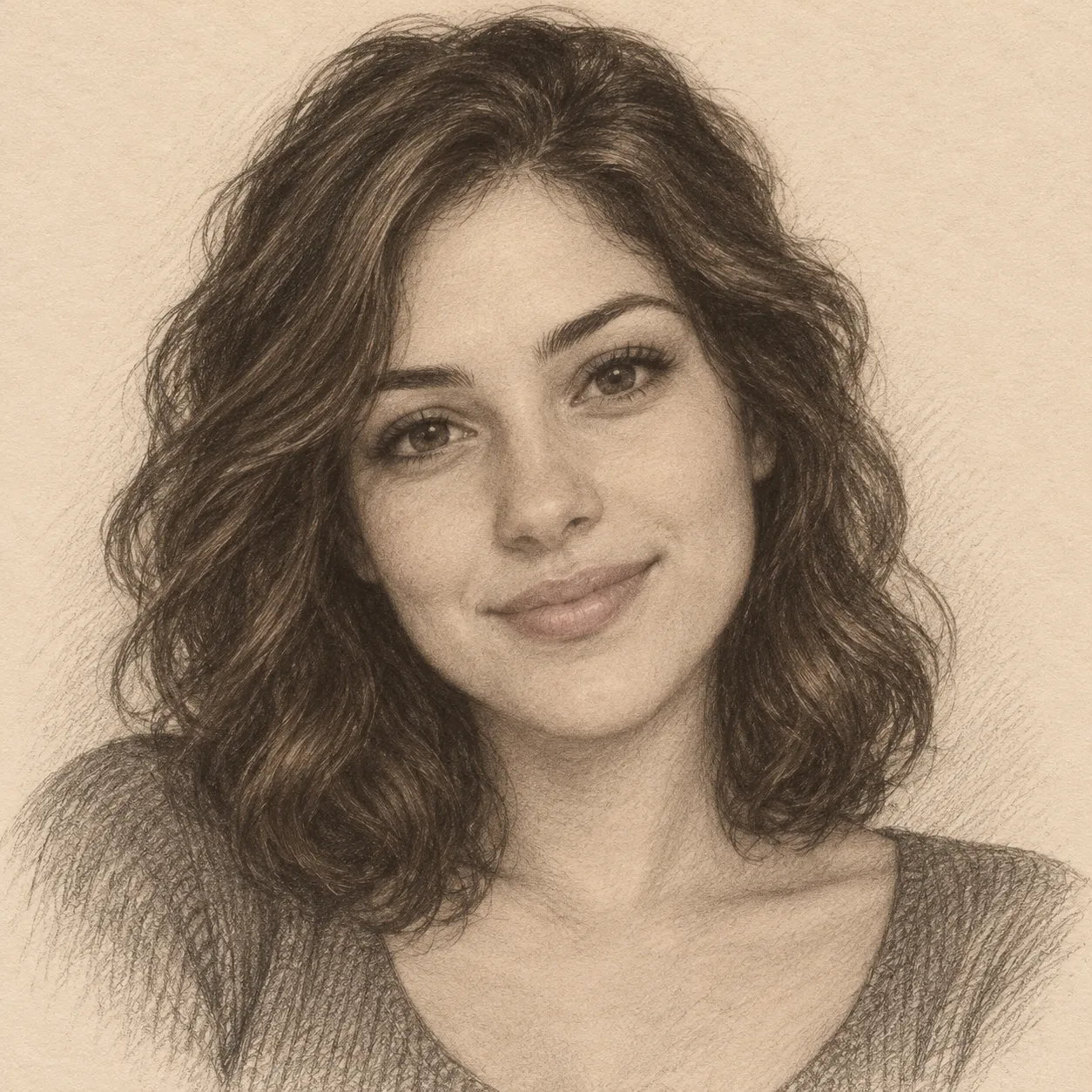 Create an imagined soulmate sketch for me. Create the perfect girlfriend for me, laying next to me on the picture.